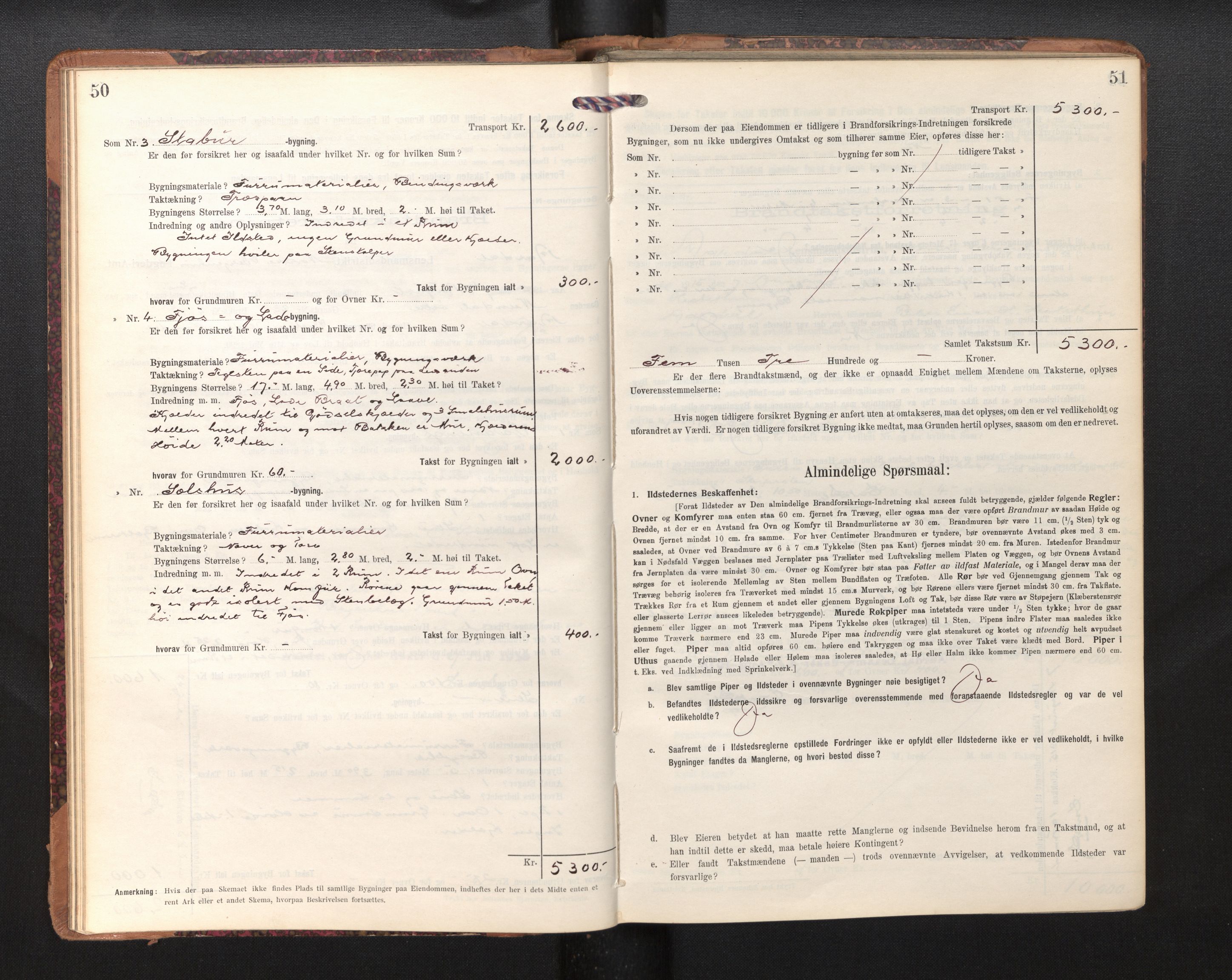 Lensmannen i Årdal, AV/SAB-A-30501/0012/L0009: Branntakstprotokoll, skjematakst, 1914-1926, p. 50-51