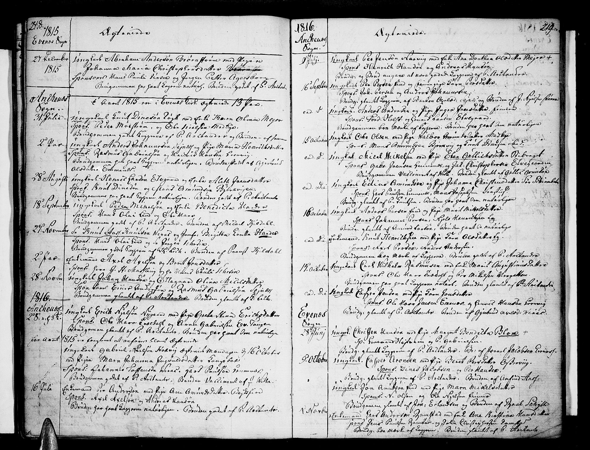 Ministerialprotokoller, klokkerbøker og fødselsregistre - Nordland, SAT/A-1459/863/L0893: Parish register (official) no. 863A05, 1794-1821, p. 218-219