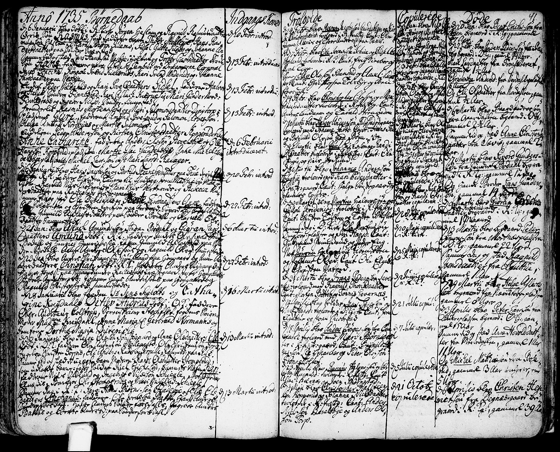 Rakkestad prestekontor Kirkebøker, AV/SAO-A-2008/F/Fa/L0001: Parish register (official) no. I 1, 1722-1740, p. 41