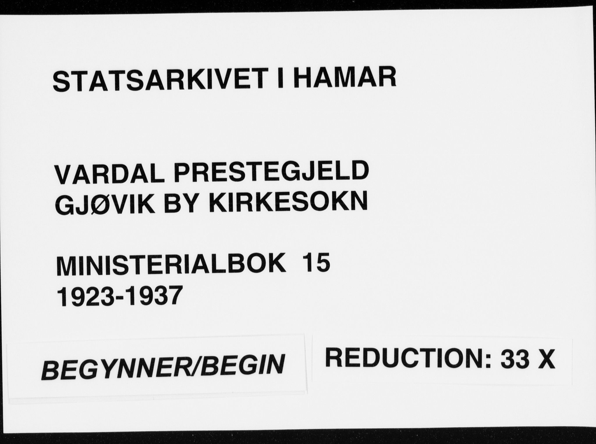 Vardal prestekontor, SAH/PREST-100/H/Ha/Haa/L0015: Parish register (official) no. 15, 1923-1937