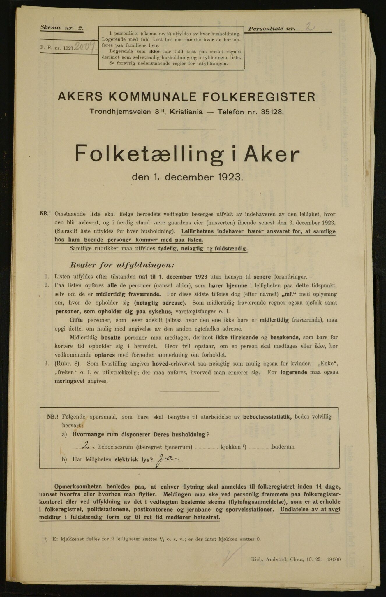 , Municipal Census 1923 for Aker, 1923, p. 35207