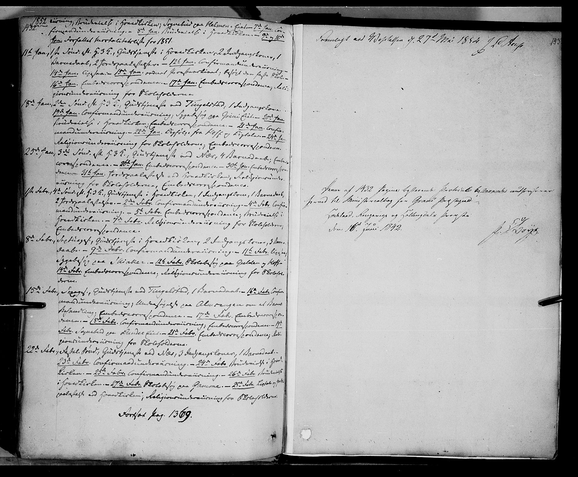Gran prestekontor, SAH/PREST-112/H/Ha/Haa/L0011: Parish register (official) no. 11, 1842-1856, p. 1432-1433