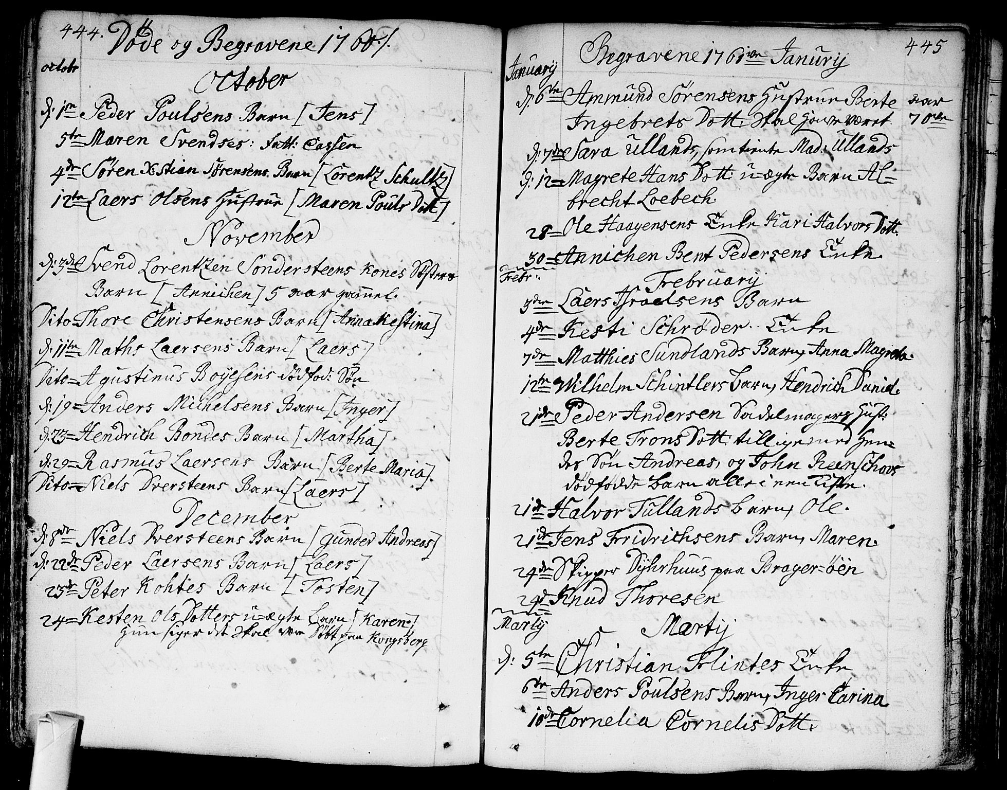 Bragernes kirkebøker, SAKO/A-6/F/Fa/L0005: Parish register (official) no. I 5, 1759-1781, p. 444-445