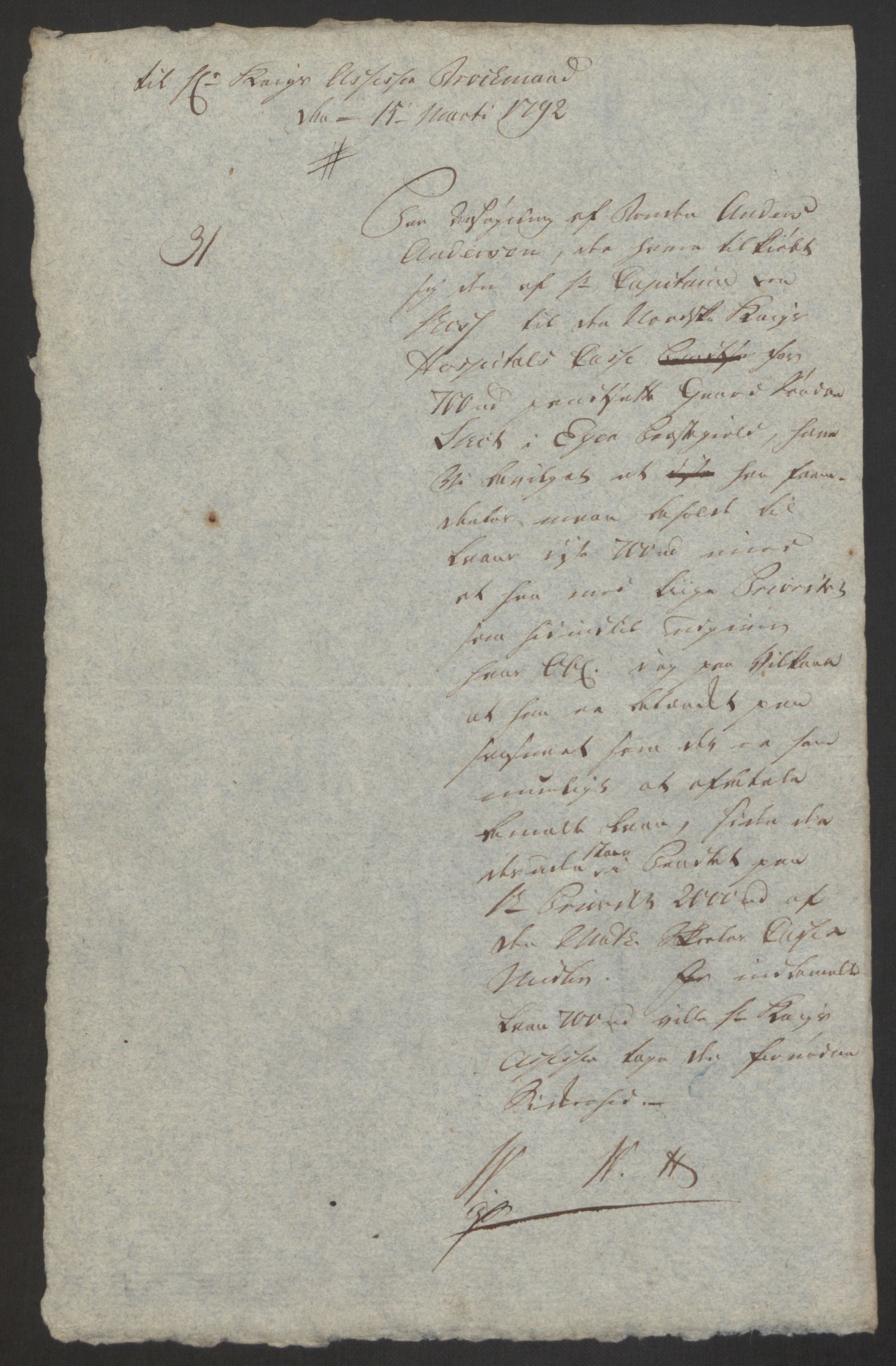 Forsvaret, Den norske kvesthuskasse/krigshospitalkasse, AV/RA-RAFA-1887/F/Fa/L0008: Konsepter, 1790-1793, p. 778