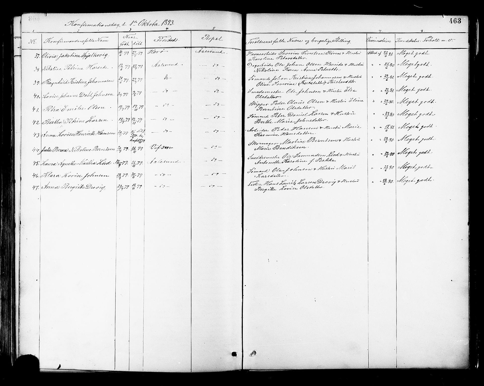 Ministerialprotokoller, klokkerbøker og fødselsregistre - Møre og Romsdal, AV/SAT-A-1454/529/L0455: Parish register (official) no. 529A05, 1885-1893, p. 463