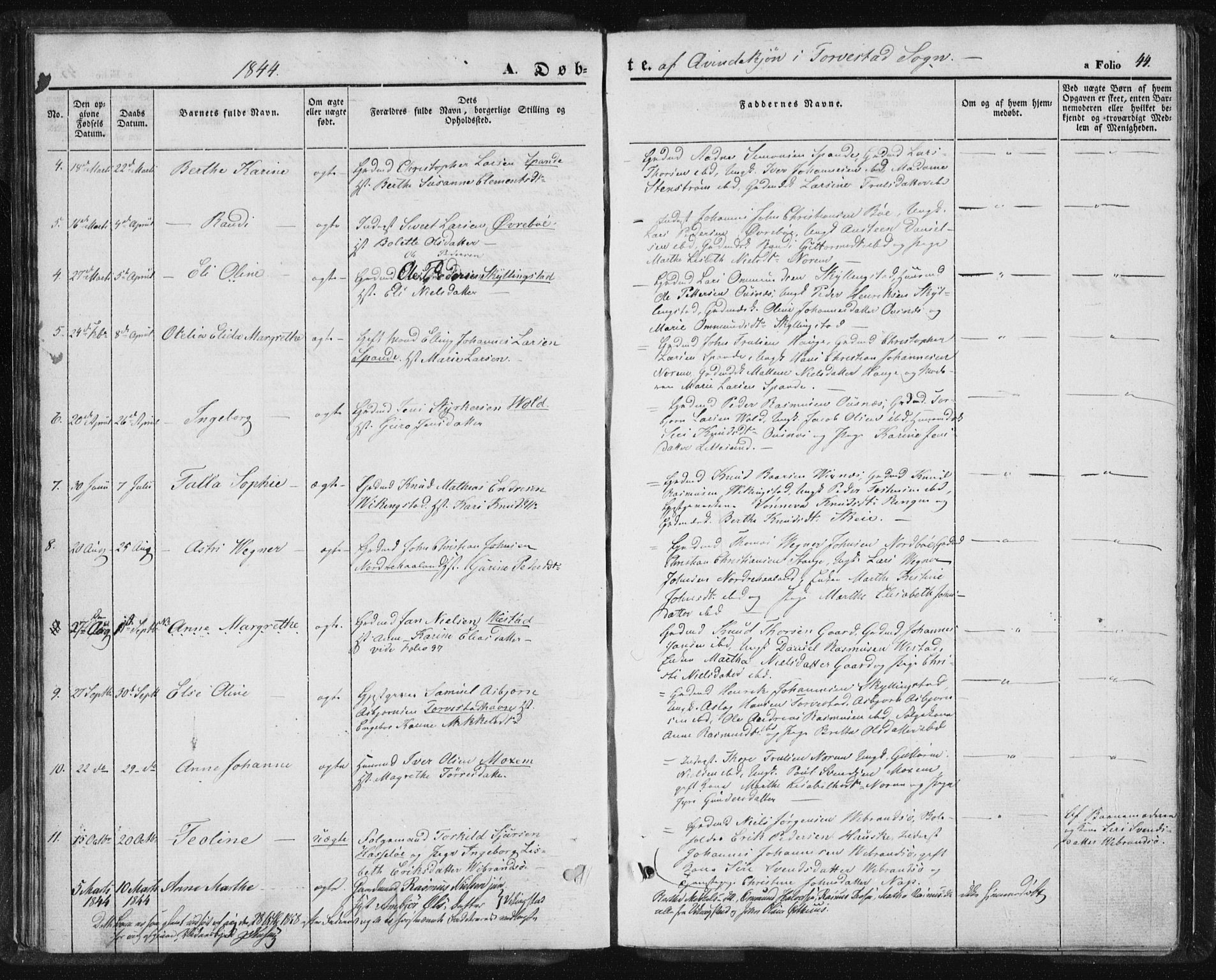 Torvastad sokneprestkontor, AV/SAST-A -101857/H/Ha/Haa/L0005: Parish register (official) no. A 5, 1836-1847, p. 44