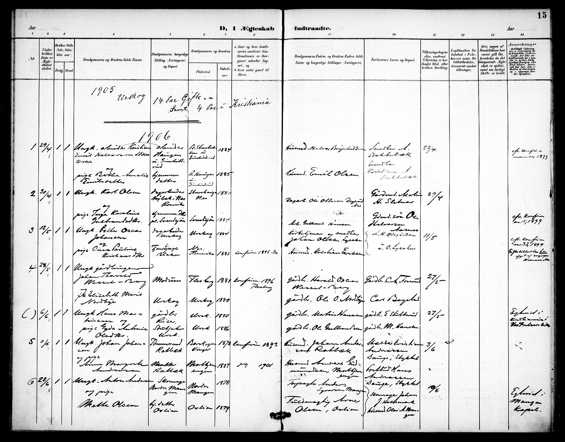 Aurskog prestekontor Kirkebøker, AV/SAO-A-10304a/F/Fa/L0013: Parish register (official) no. I 13, 1900-1910, p. 15