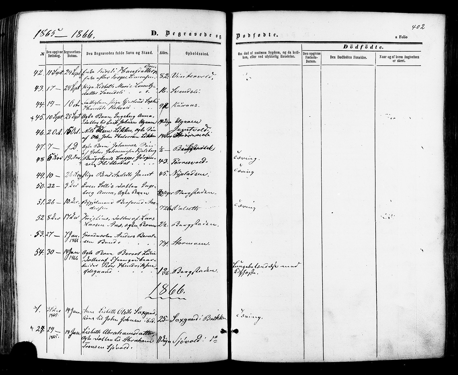 Ministerialprotokoller, klokkerbøker og fødselsregistre - Sør-Trøndelag, SAT/A-1456/681/L0932: Parish register (official) no. 681A10, 1860-1878, p. 402