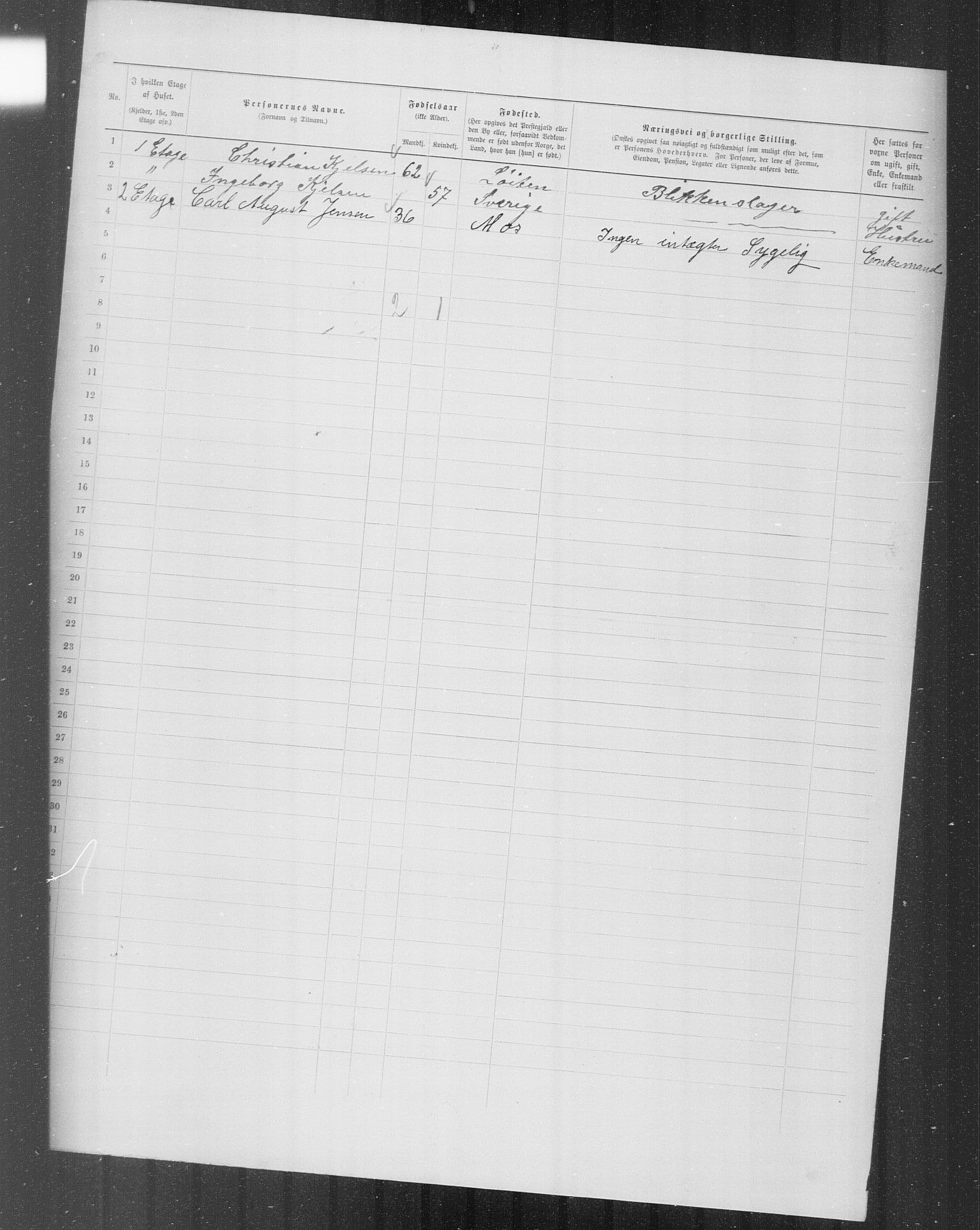 OBA, Municipal Census 1899 for Kristiania, 1899, p. 6307