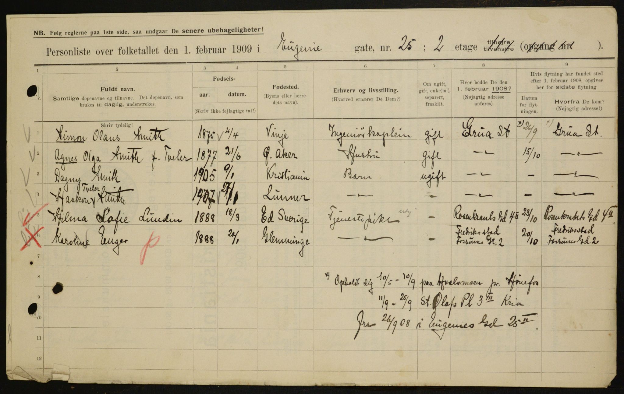 OBA, Municipal Census 1909 for Kristiania, 1909, p. 20616