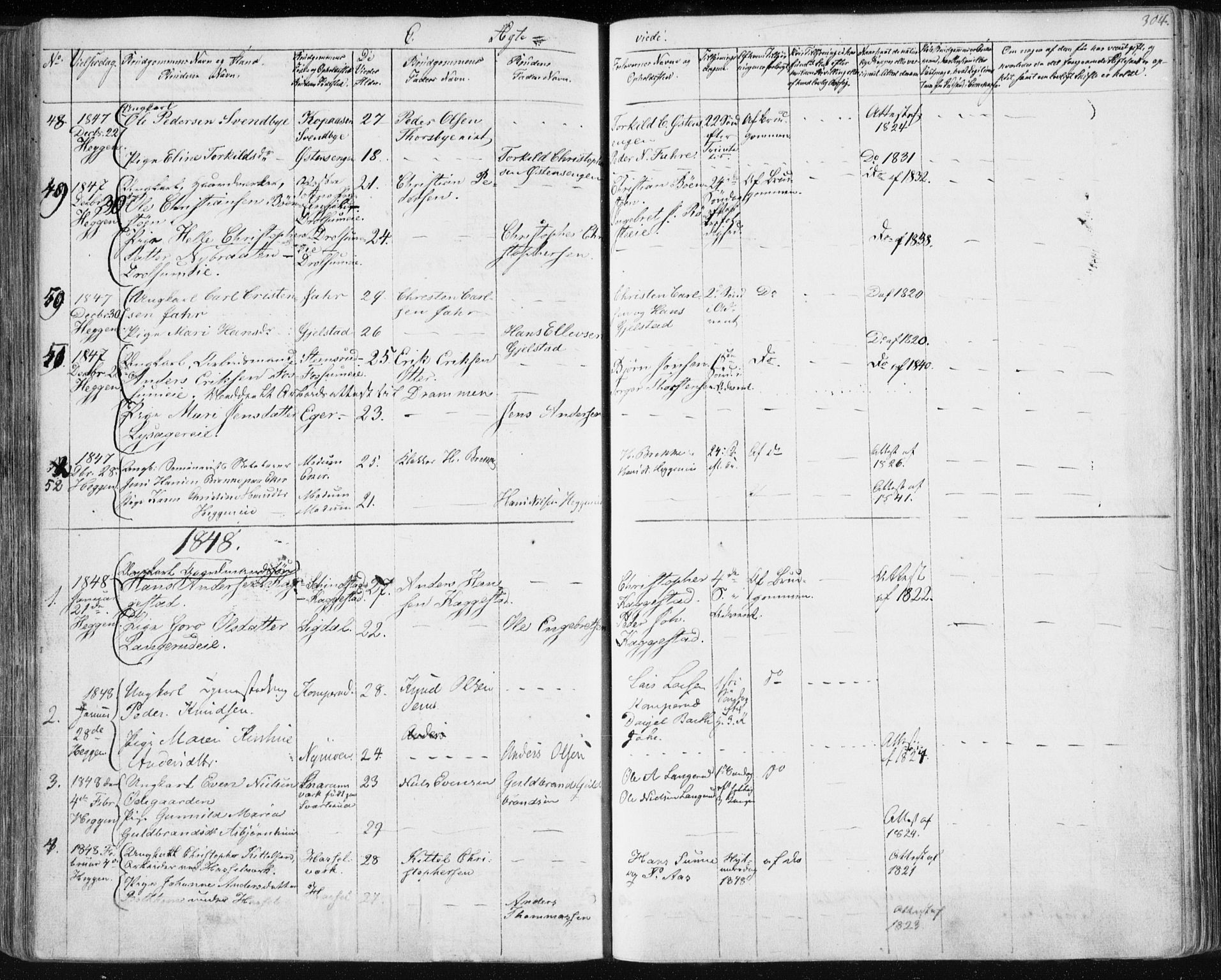 Modum kirkebøker, SAKO/A-234/F/Fa/L0007: Parish register (official) no. 7, 1841-1850, p. 304