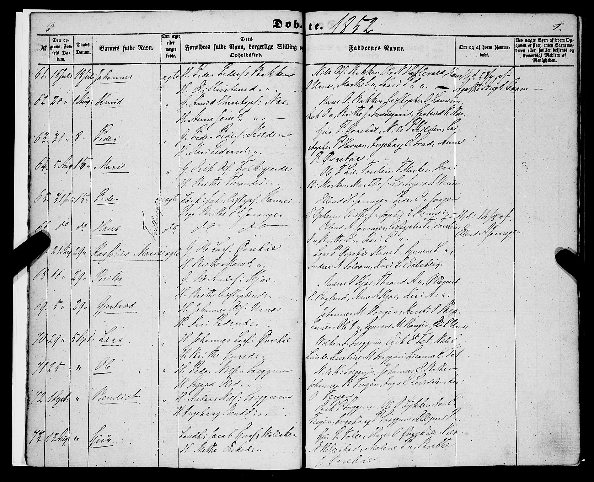 Hafslo sokneprestembete, AV/SAB-A-80301/H/Haa/Haaa/L0009: Parish register (official) no. A 9, 1852-1873, p. 3-4