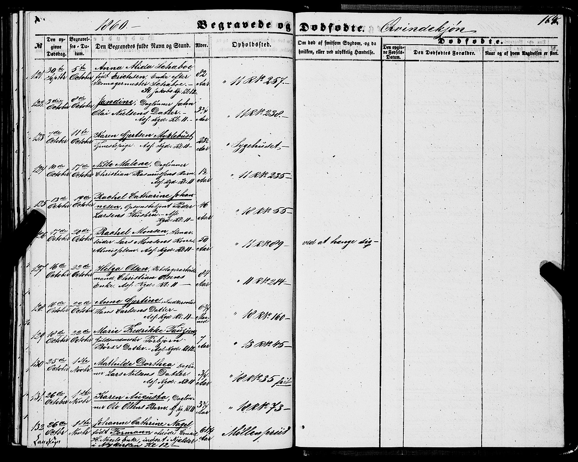 Domkirken sokneprestembete, AV/SAB-A-74801/H/Haa/L0041: Parish register (official) no. E 2, 1853-1863, p. 164