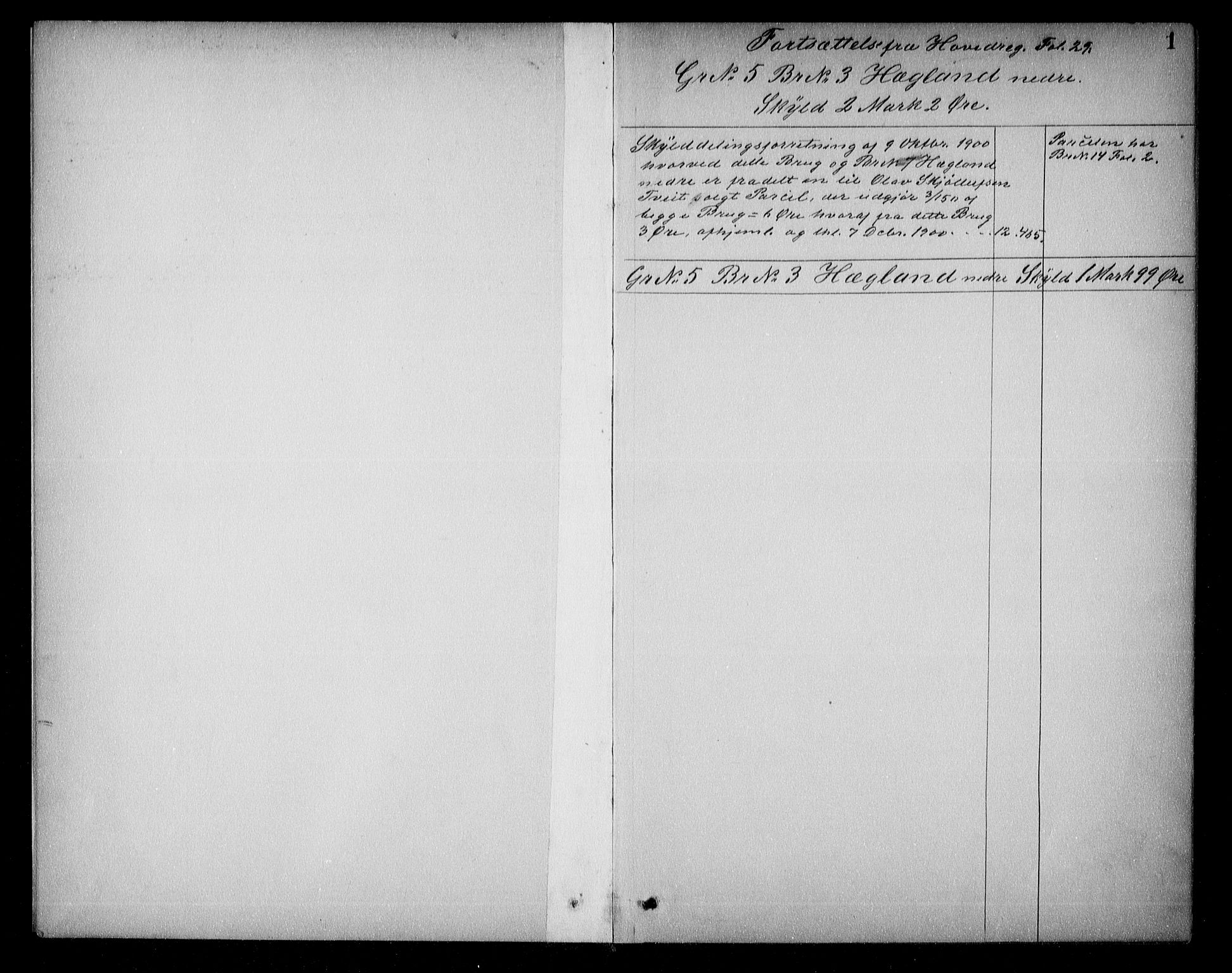 Setesdal sorenskriveri, SAK/1221-0011/G/Ga/L0023: Mortgage register no. 23, 1900-1908, p. 1