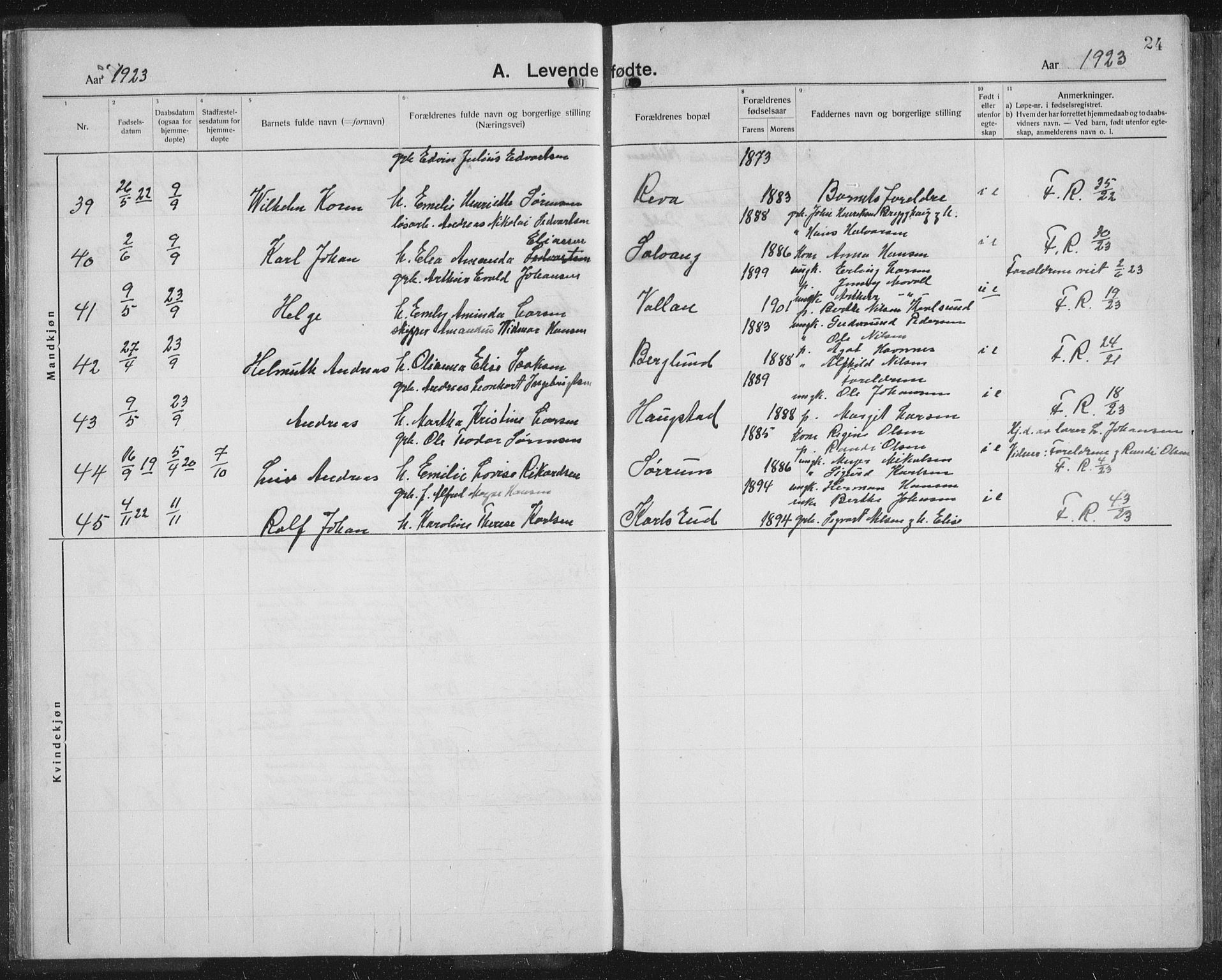 Balsfjord sokneprestembete, AV/SATØ-S-1303/G/Ga/L0010klokker: Parish register (copy) no. 10, 1921-1936, p. 24