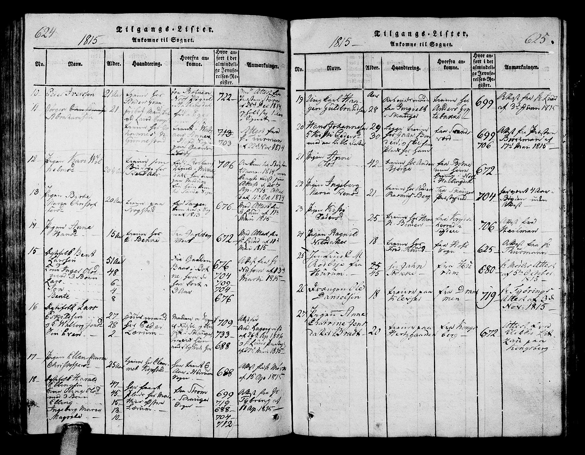 Sande Kirkebøker, AV/SAKO-A-53/G/Ga/L0001: Parish register (copy) no. 1, 1814-1847, p. 624-625