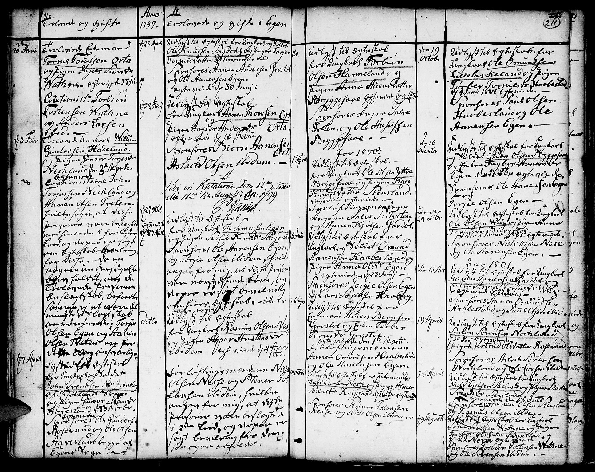 Hægebostad sokneprestkontor, AV/SAK-1111-0024/F/Fa/Faa/L0001: Parish register (official) no. A 1 /2, 1760-1823, p. 211