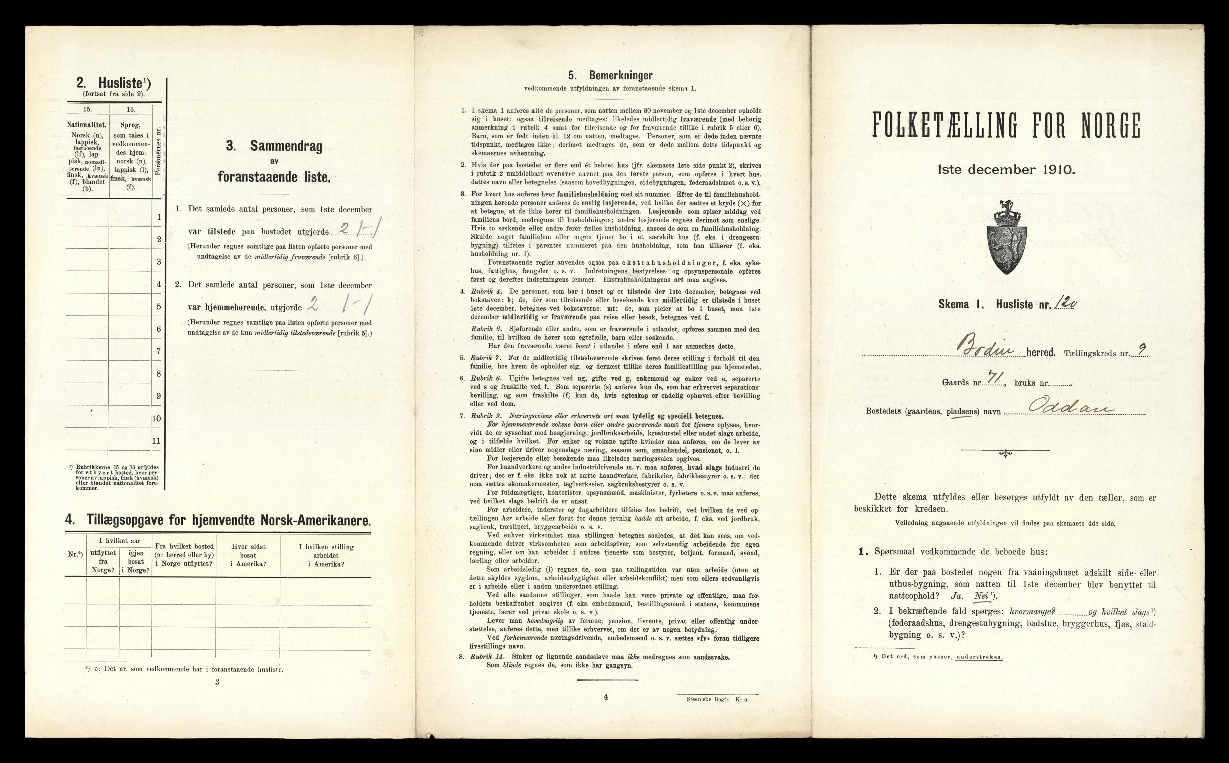 RA, 1910 census for Bodin, 1910, p. 1133