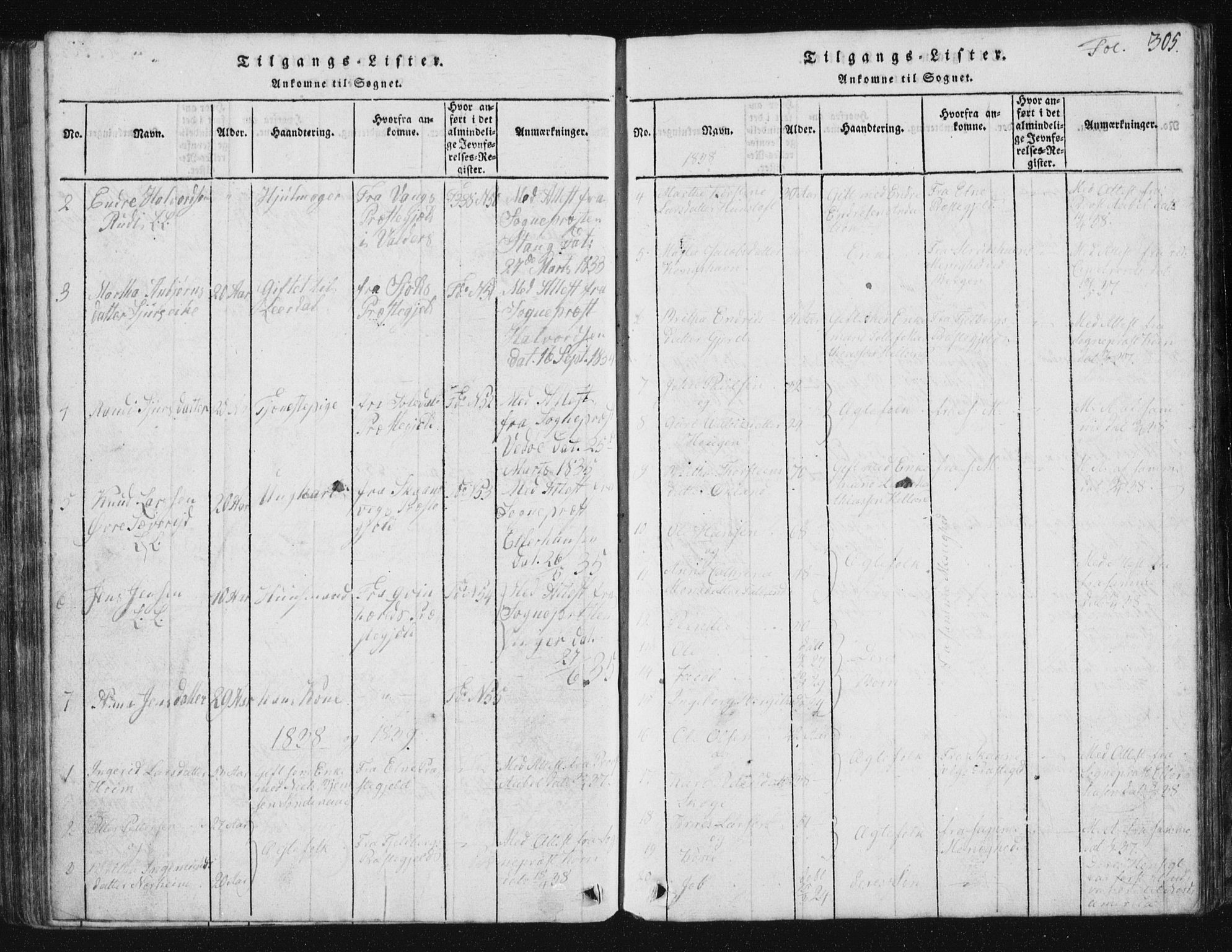 Vikedal sokneprestkontor, SAST/A-101840/01/V: Parish register (copy) no. B 2, 1816-1863, p. 305