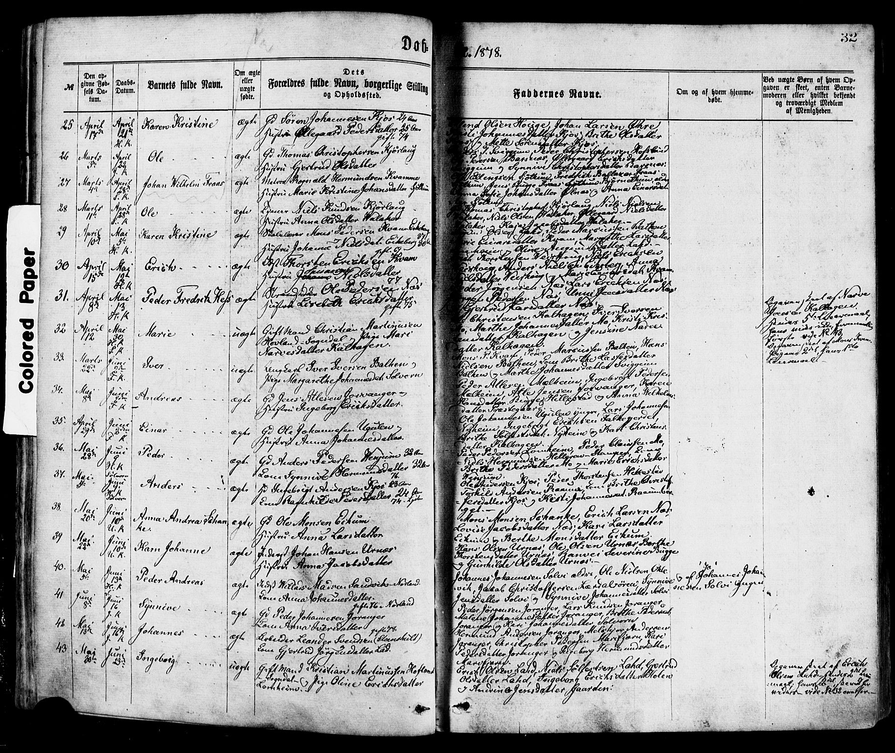 Hafslo sokneprestembete, AV/SAB-A-80301/H/Haa/Haaa/L0011: Parish register (official) no. A 11, 1873-1886, p. 32