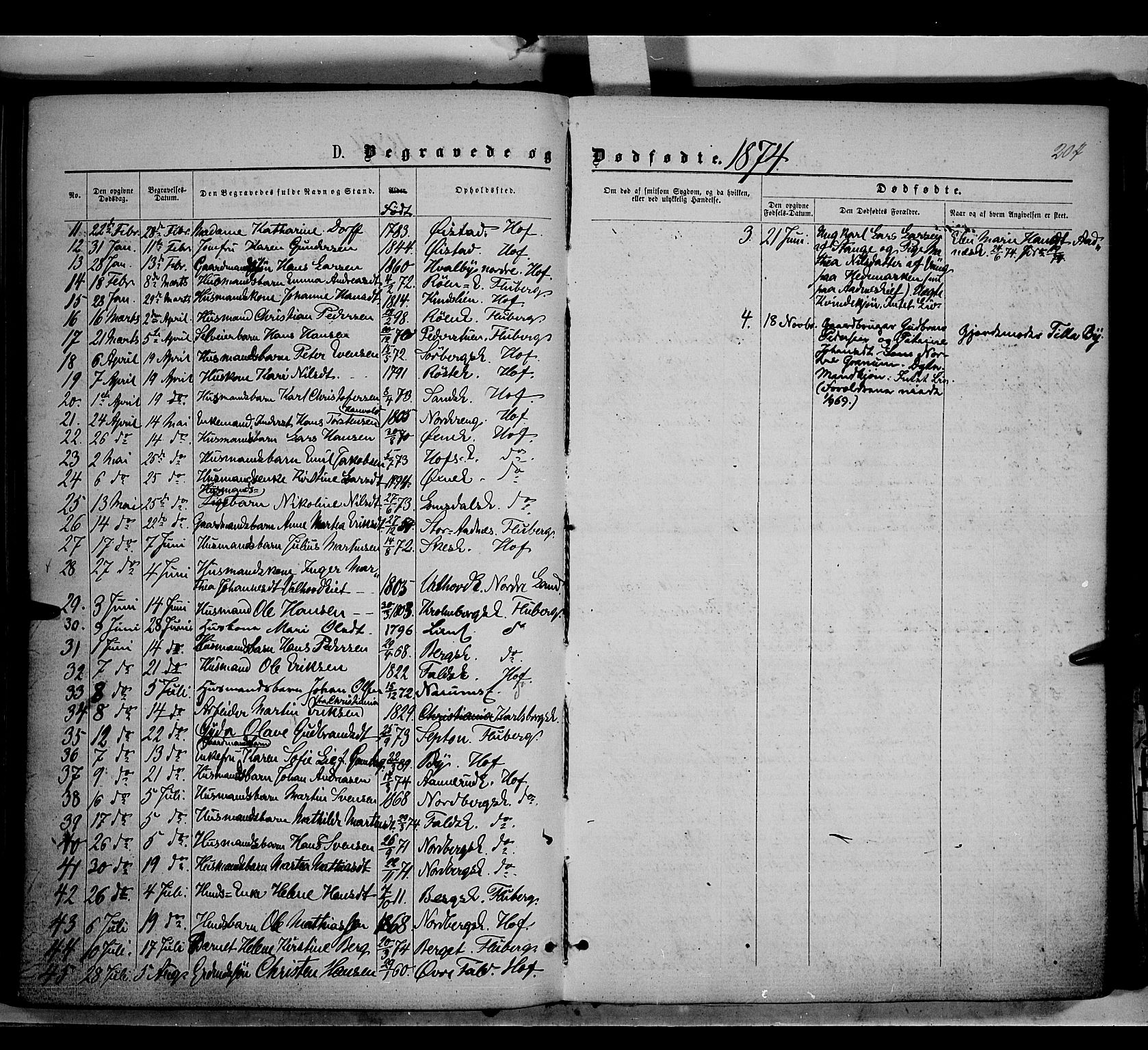 Søndre Land prestekontor, AV/SAH-PREST-122/K/L0001: Parish register (official) no. 1, 1860-1877, p. 204