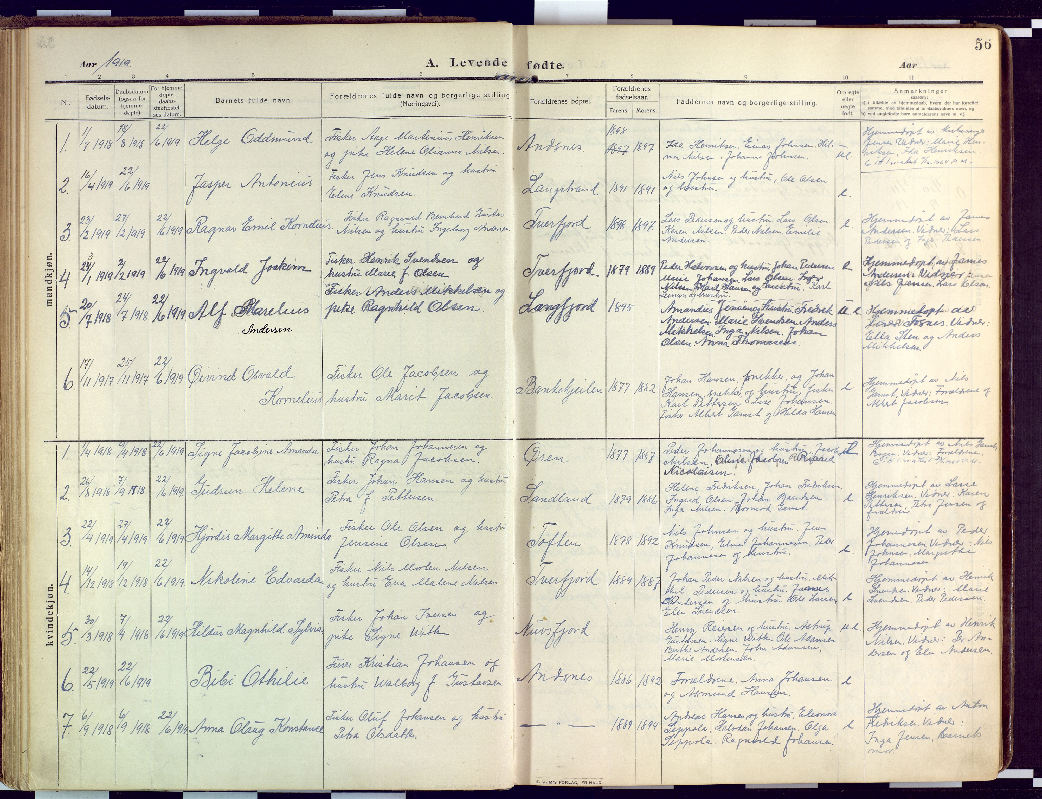 Loppa sokneprestkontor, SATØ/S-1339/H/Ha/L0011kirke: Parish register (official) no. 11, 1909-1919, p. 56