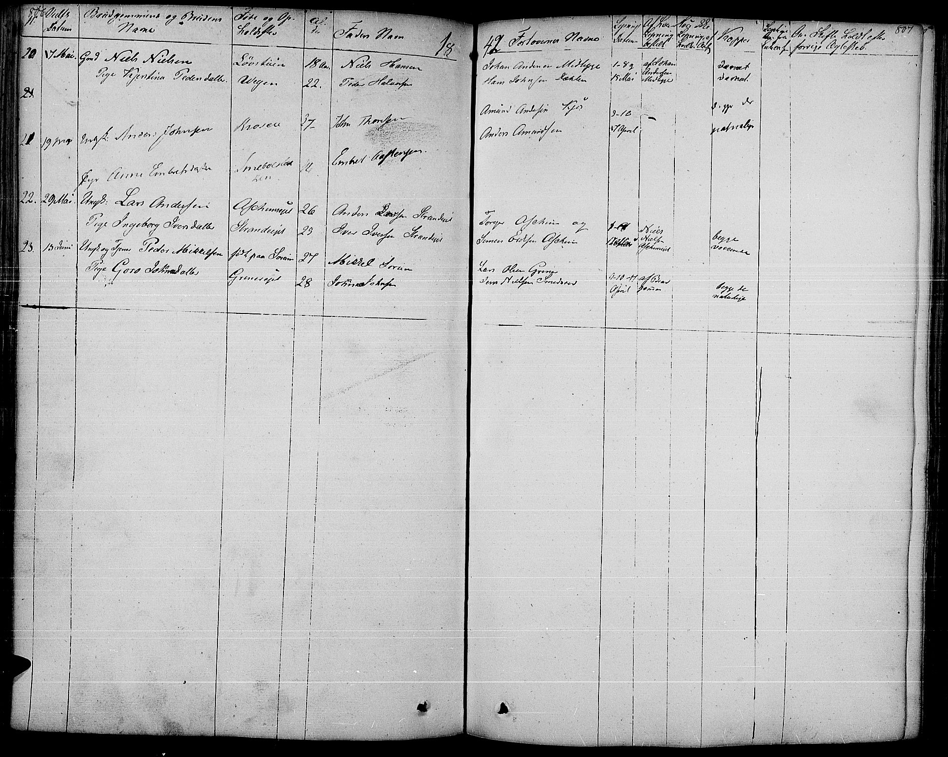 Gran prestekontor, SAH/PREST-112/H/Ha/Haa/L0010: Parish register (official) no. 10, 1824-1842, p. 806-807