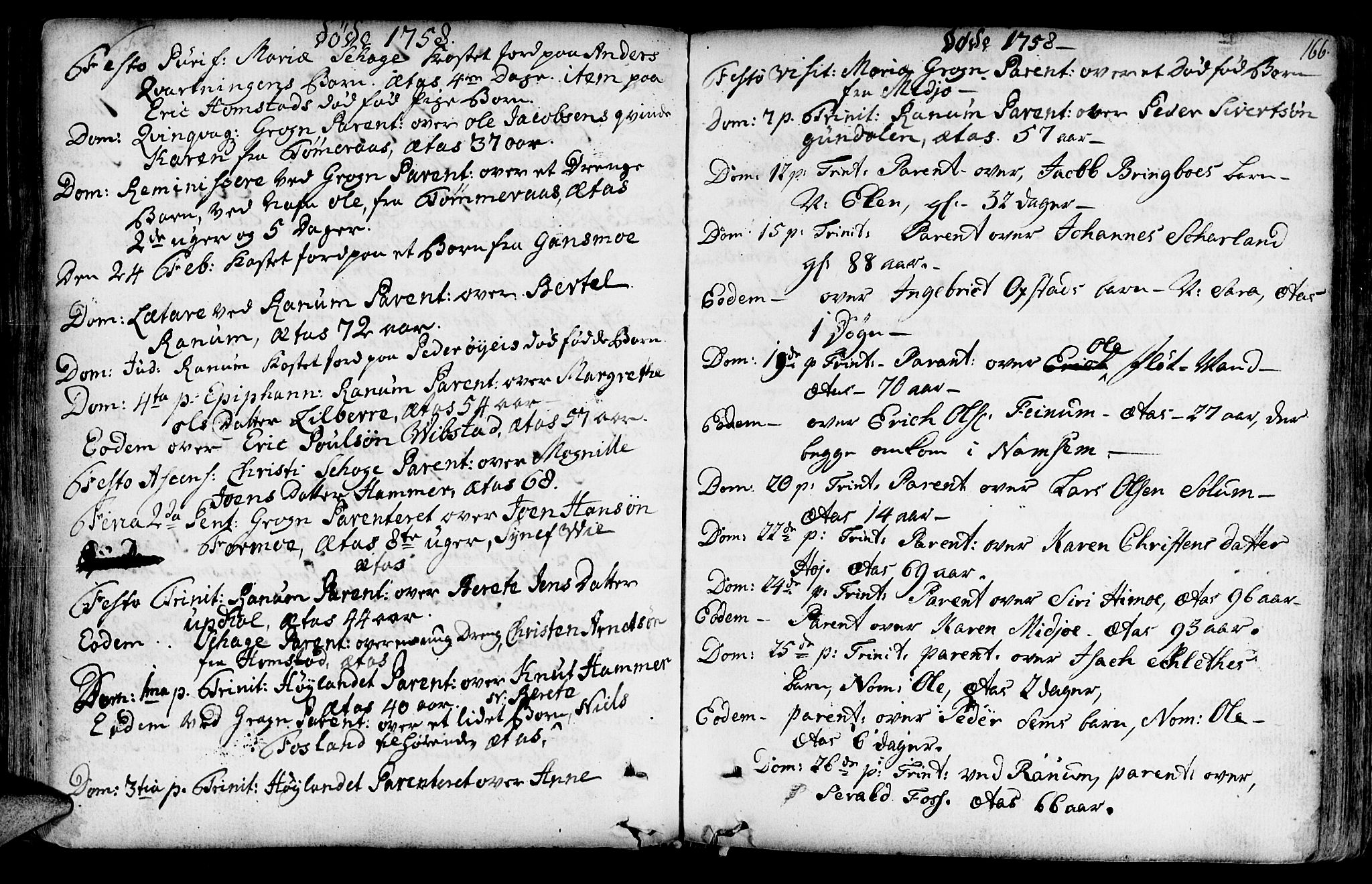 Ministerialprotokoller, klokkerbøker og fødselsregistre - Nord-Trøndelag, SAT/A-1458/764/L0542: Parish register (official) no. 764A02, 1748-1779, p. 166