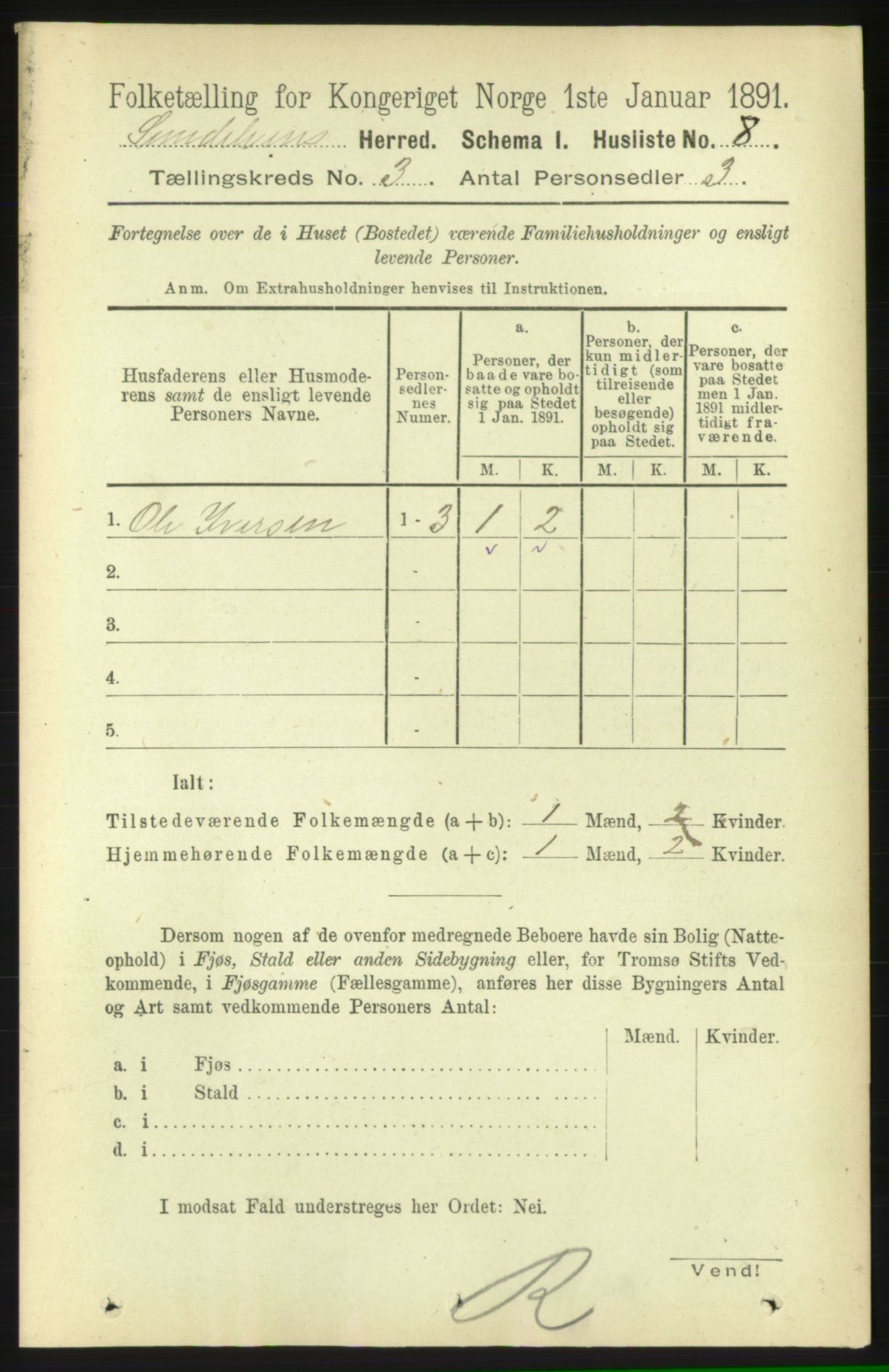 RA, 1891 census for 1523 Sunnylven, 1891, p. 590