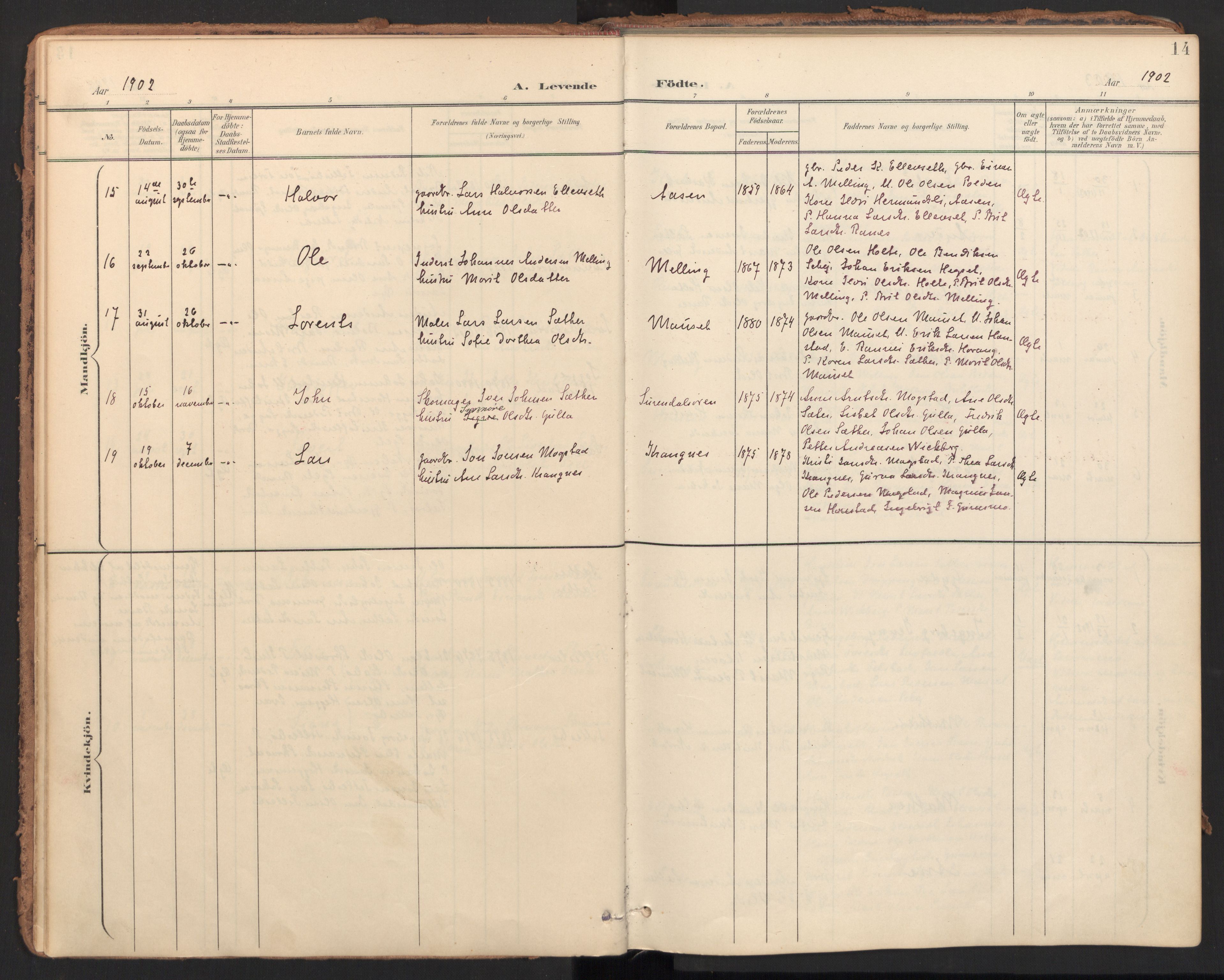 Ministerialprotokoller, klokkerbøker og fødselsregistre - Møre og Romsdal, AV/SAT-A-1454/596/L1057: Parish register (official) no. 596A02, 1900-1917, p. 14