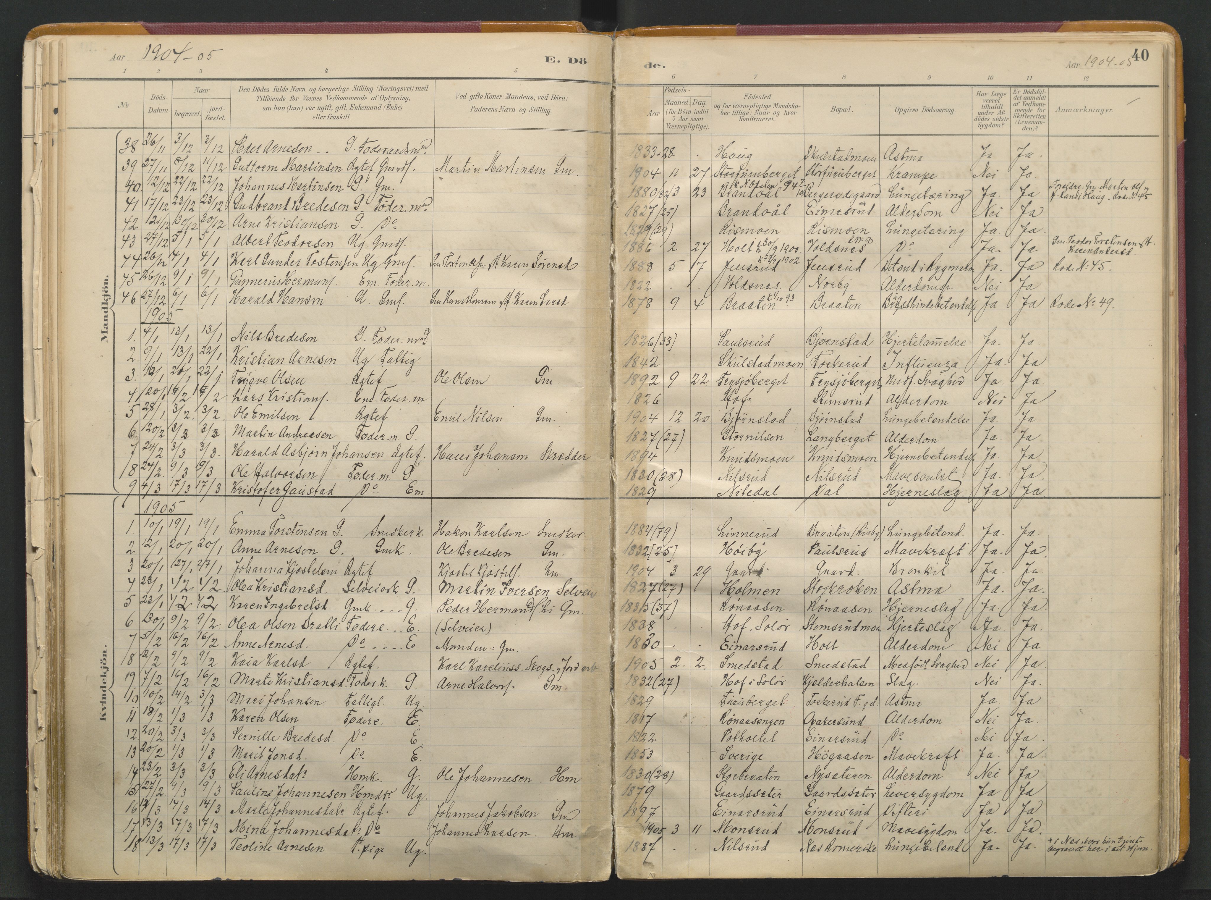 Grue prestekontor, AV/SAH-PREST-036/H/Ha/Haa/L0017: Parish register (official) no. 17, 1892-1936, p. 40