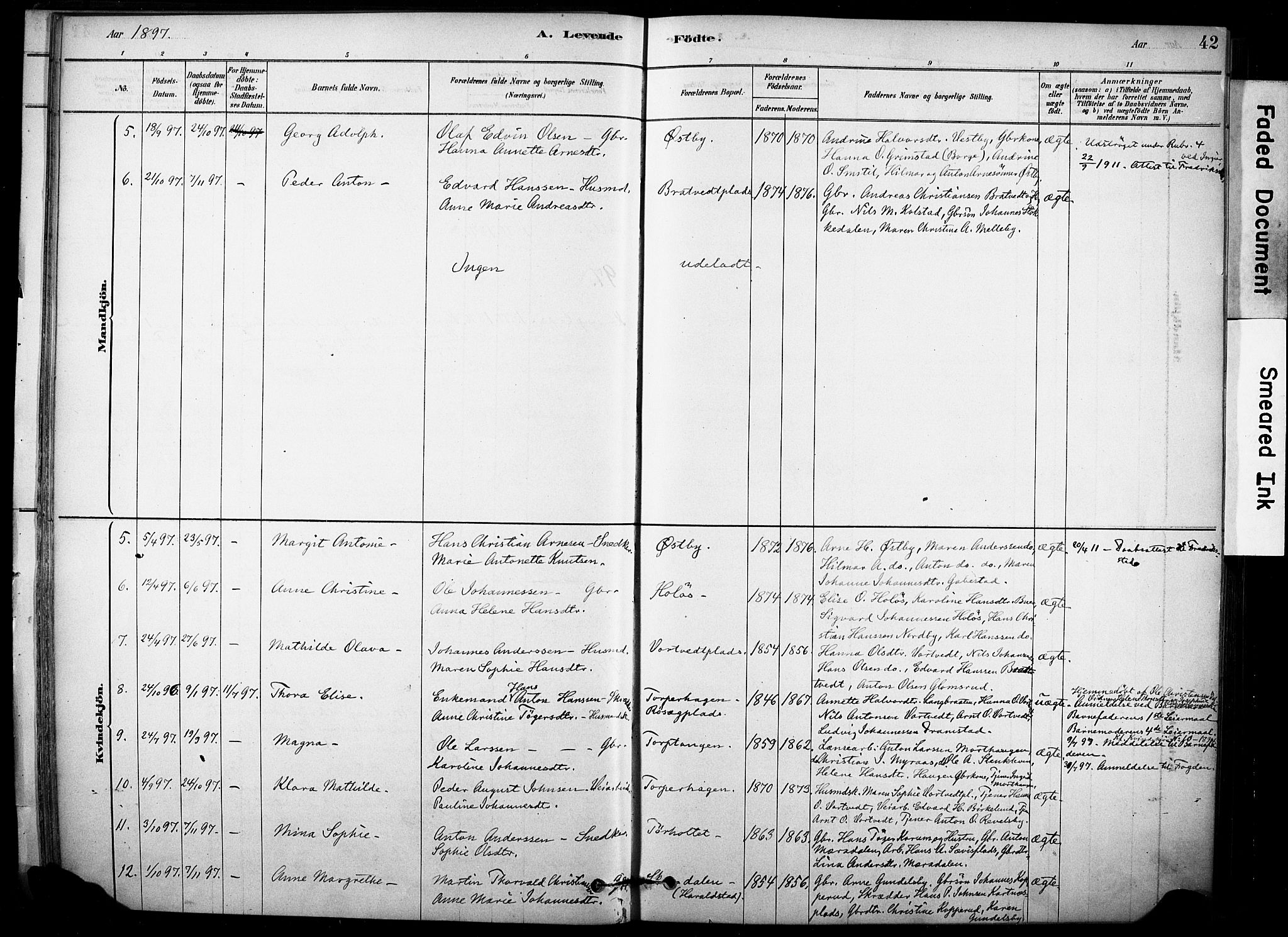 Rakkestad prestekontor Kirkebøker, AV/SAO-A-2008/F/Fc/L0001: Parish register (official) no. III 1, 1878-1905, p. 42