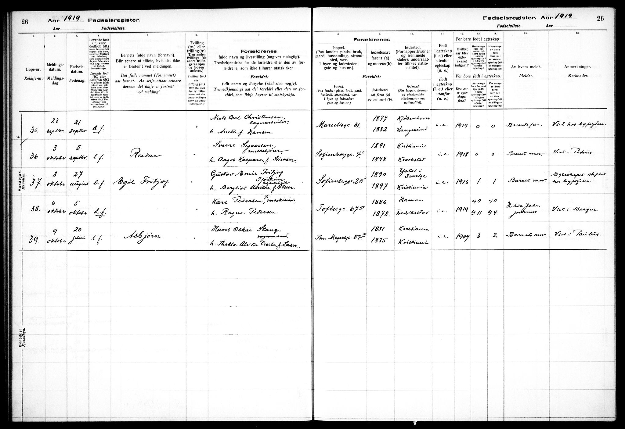 Hauge prestekontor Kirkebøker, AV/SAO-A-10849/J/Ja/L0001: Birth register no. 1, 1917-1938, p. 26