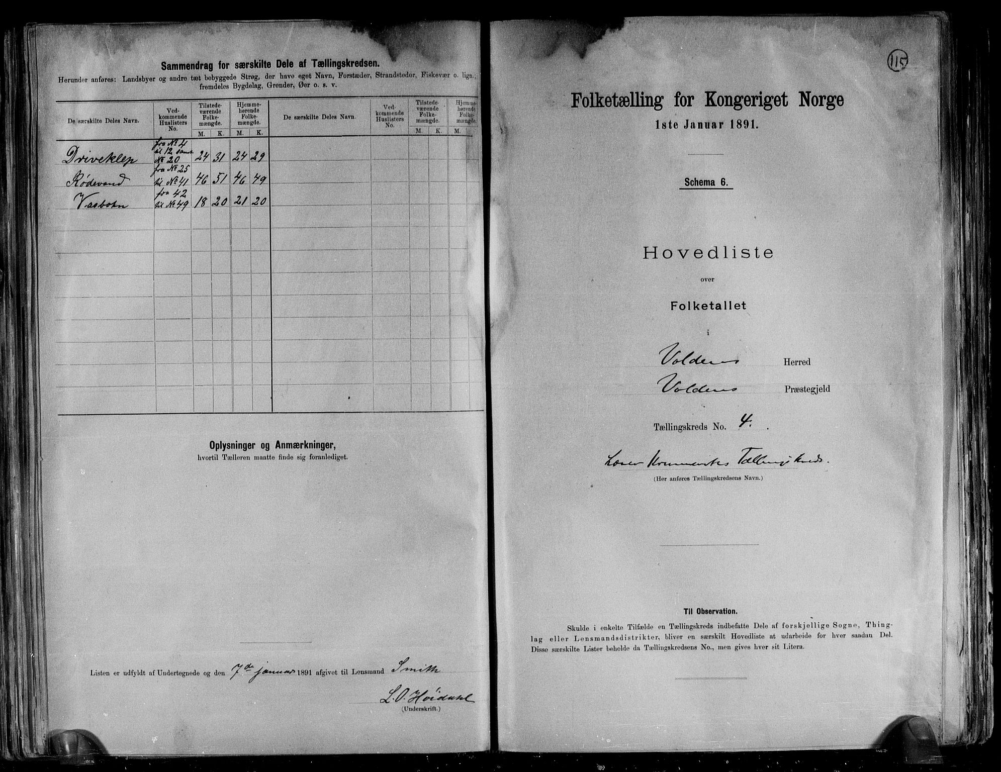 RA, 1891 census for 1519 Volda, 1891, p. 13