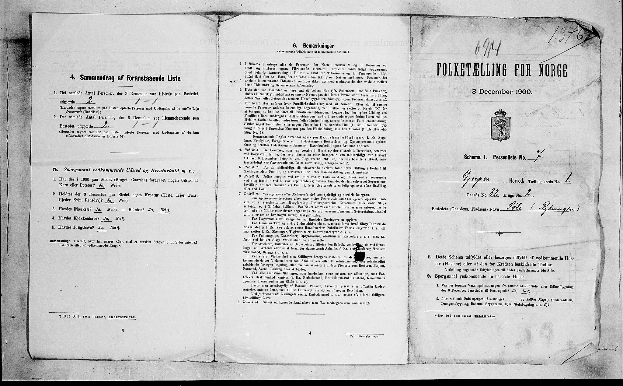 SAKO, 1900 census for Gjerpen, 1900, p. 39