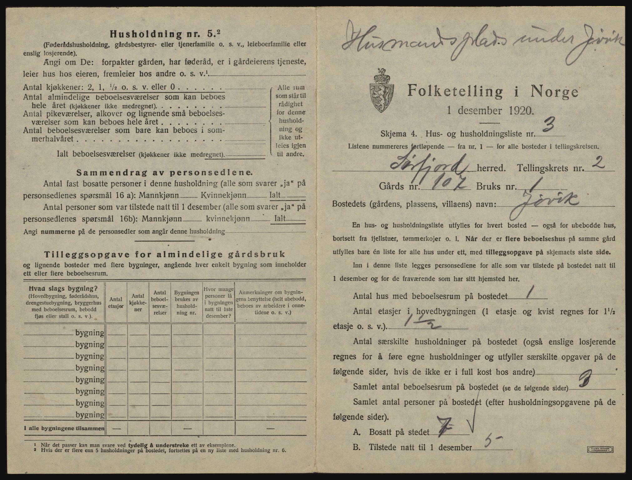 SATØ, 1920 census for Sørfjord, 1920, p. 61