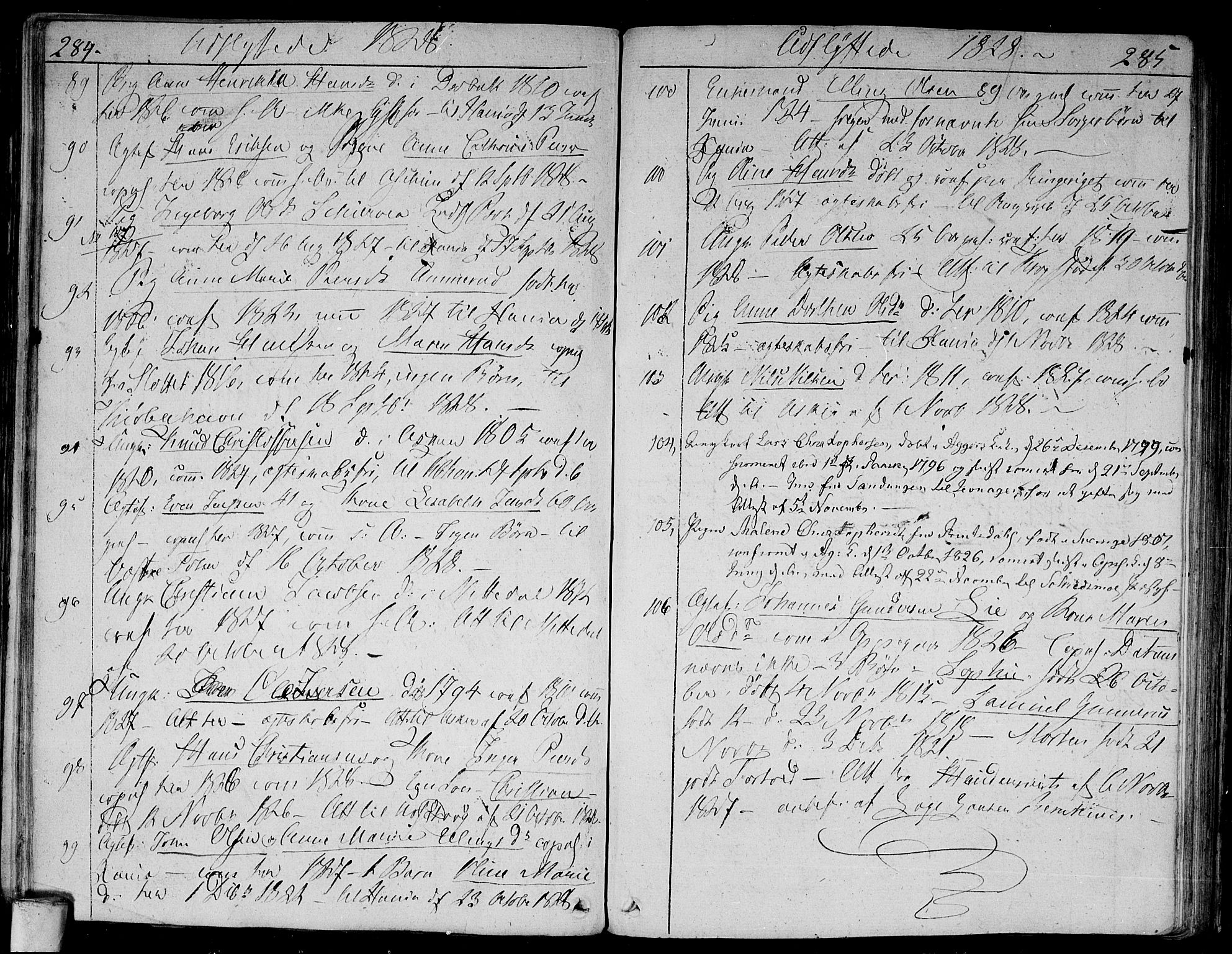 Aker prestekontor kirkebøker, SAO/A-10861/F/L0014b: Parish register (official) no. 14B, 1820-1834, p. 284-285