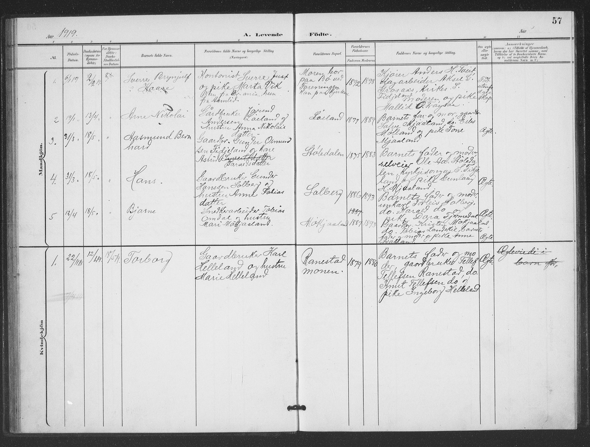 Evje sokneprestkontor, AV/SAK-1111-0008/F/Fb/Fbc/L0005: Parish register (copy) no. B 5, 1901-1935, p. 57