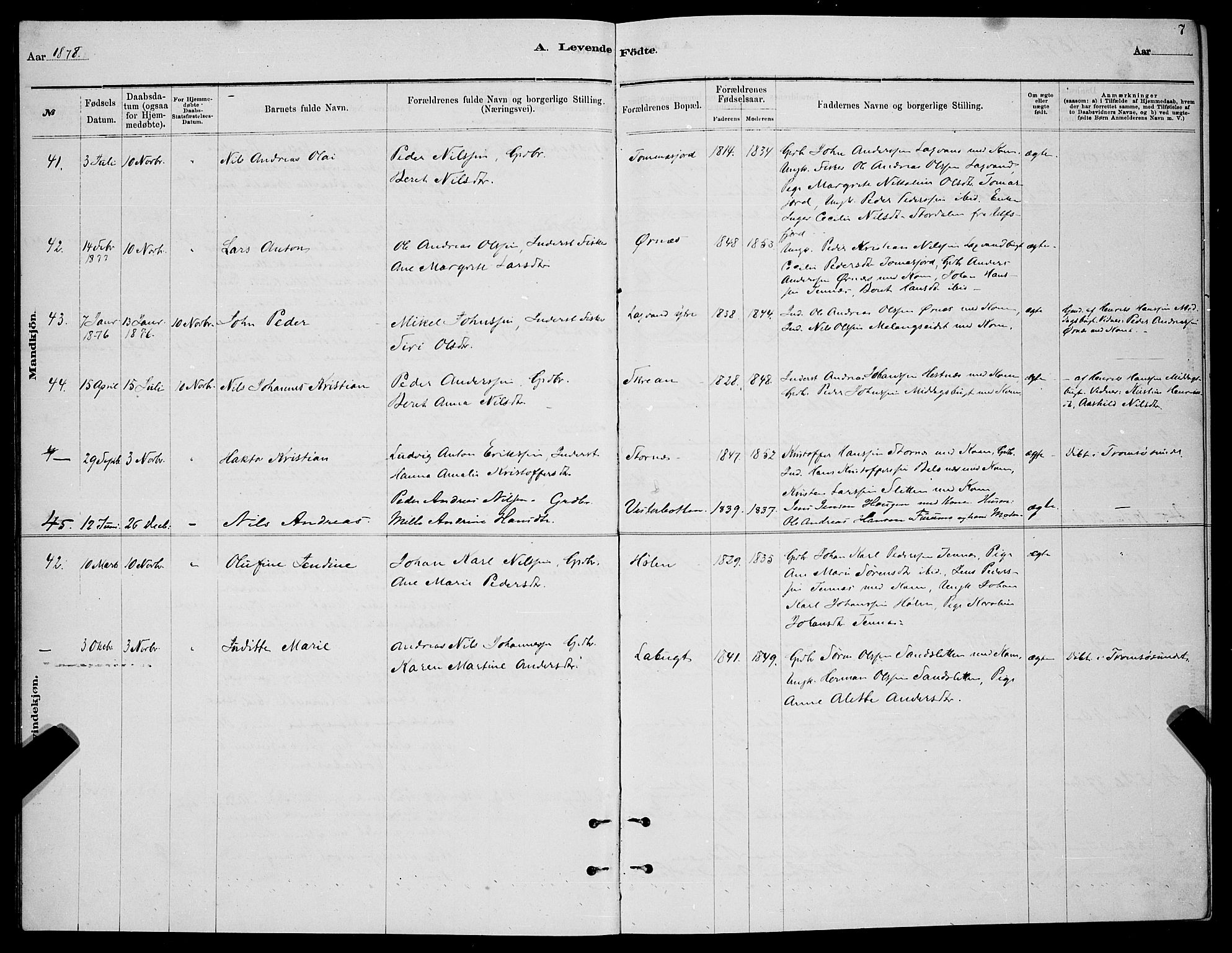 Balsfjord sokneprestembete, SATØ/S-1303/G/Ga/L0007klokker: Parish register (copy) no. 7, 1878-1889, p. 7