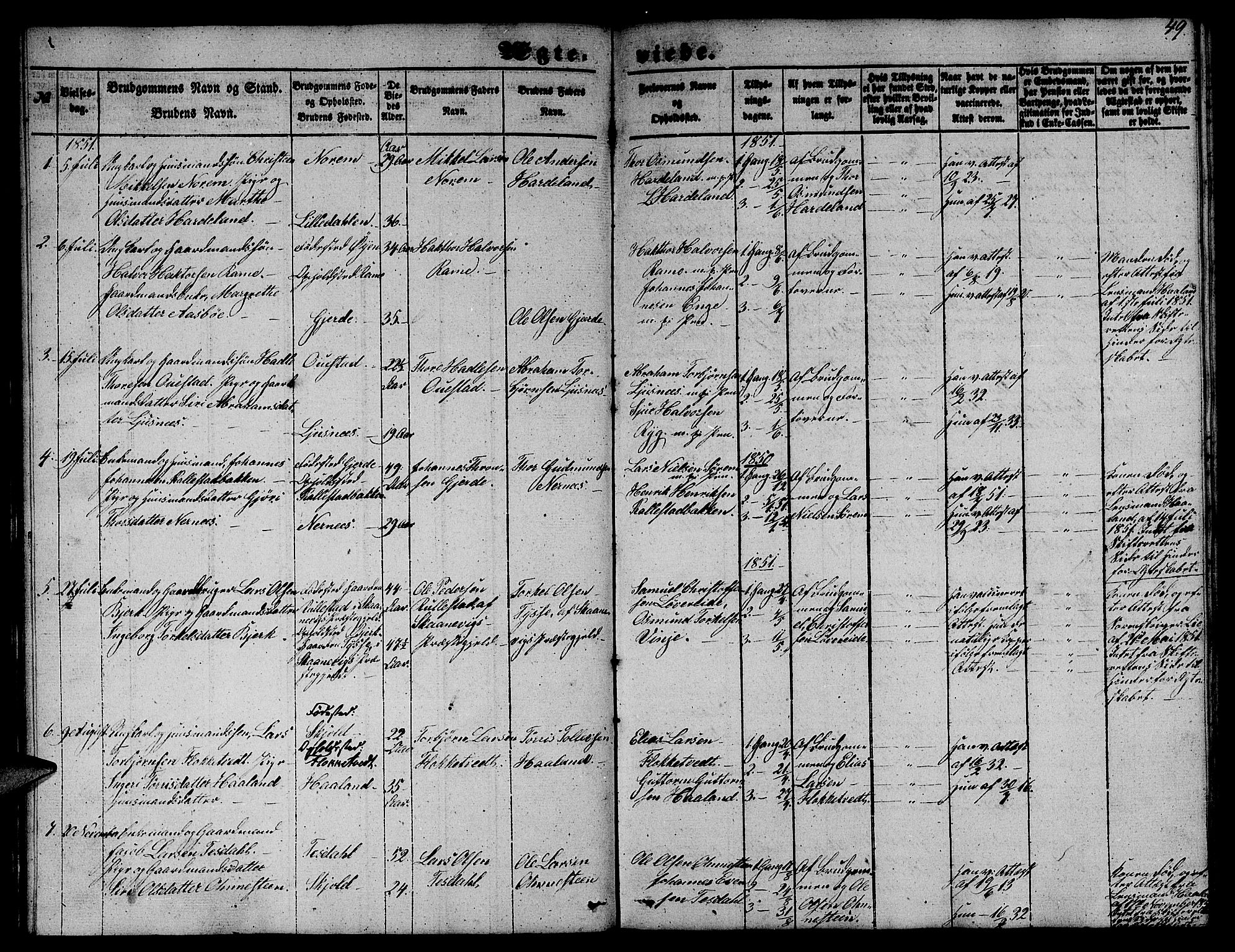 Etne sokneprestembete, SAB/A-75001/H/Hab: Parish register (copy) no. C 2, 1851-1865, p. 49