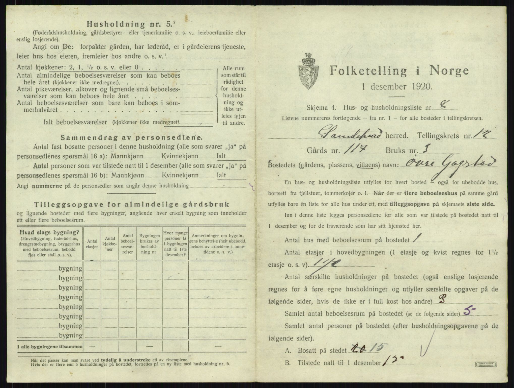SAKO, 1920 census for Sandeherred, 1920, p. 2590