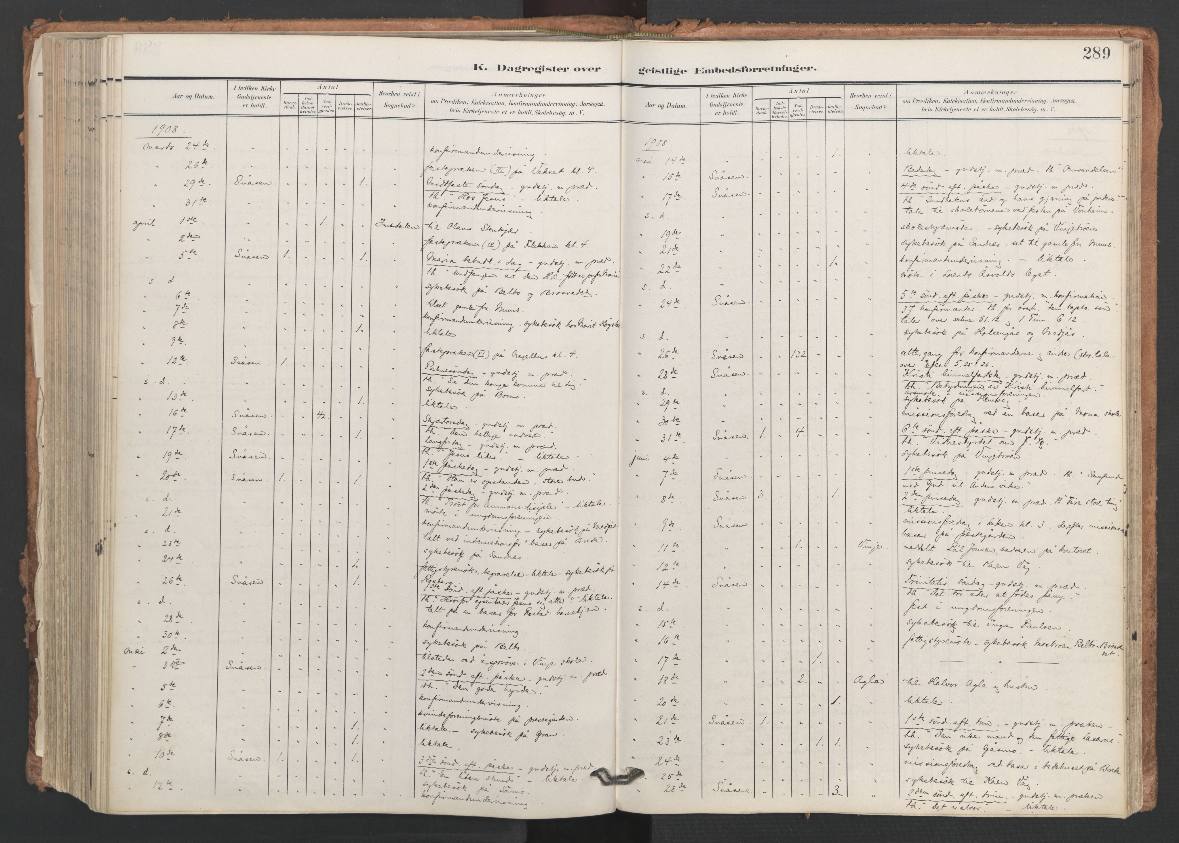 Ministerialprotokoller, klokkerbøker og fødselsregistre - Nord-Trøndelag, SAT/A-1458/749/L0477: Parish register (official) no. 749A11, 1902-1927, p. 289