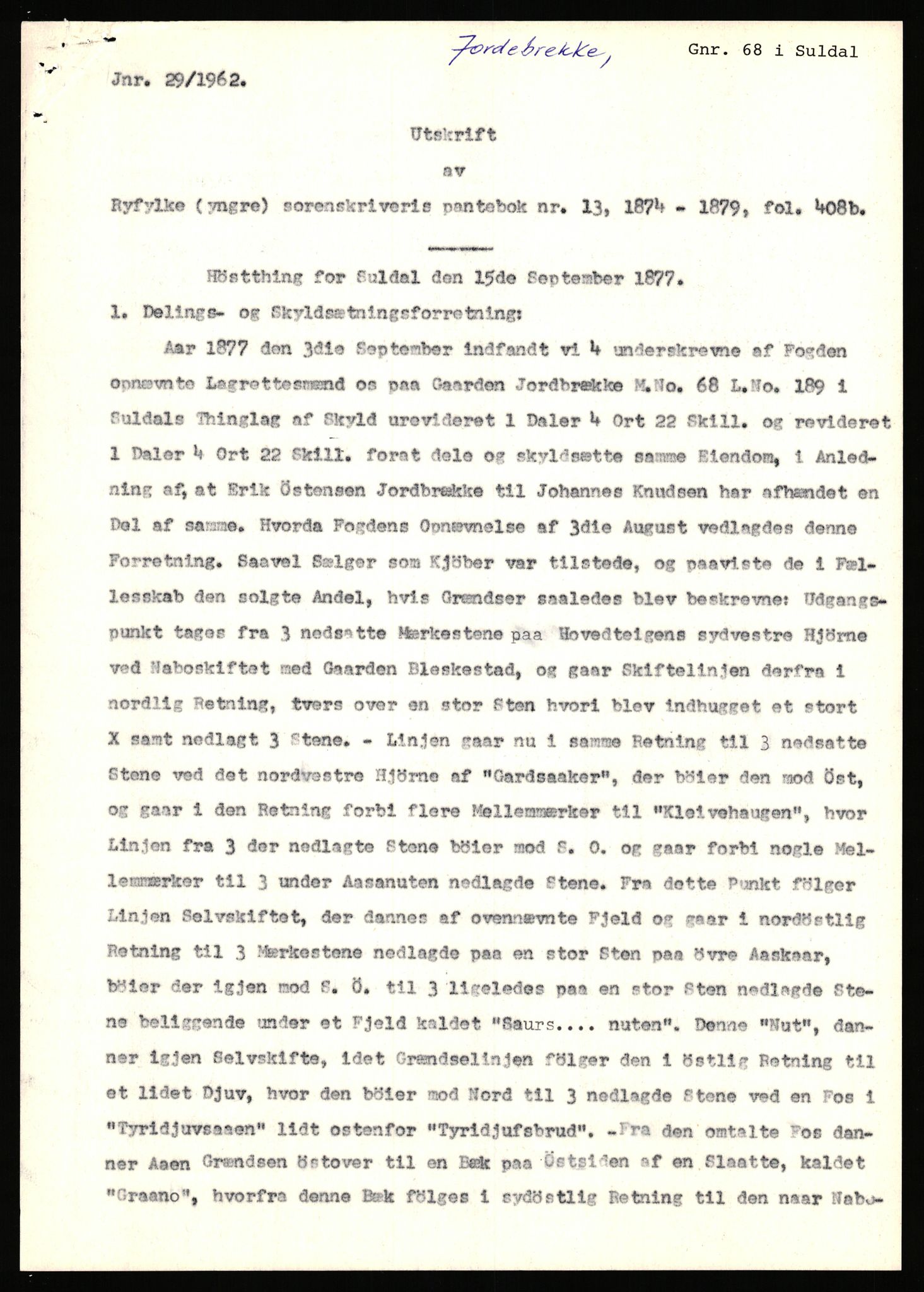 Statsarkivet i Stavanger, SAST/A-101971/03/Y/Yj/L0044: Avskrifter sortert etter gårdsnavn: Idsal - Jutland, 1750-1930, p. 619