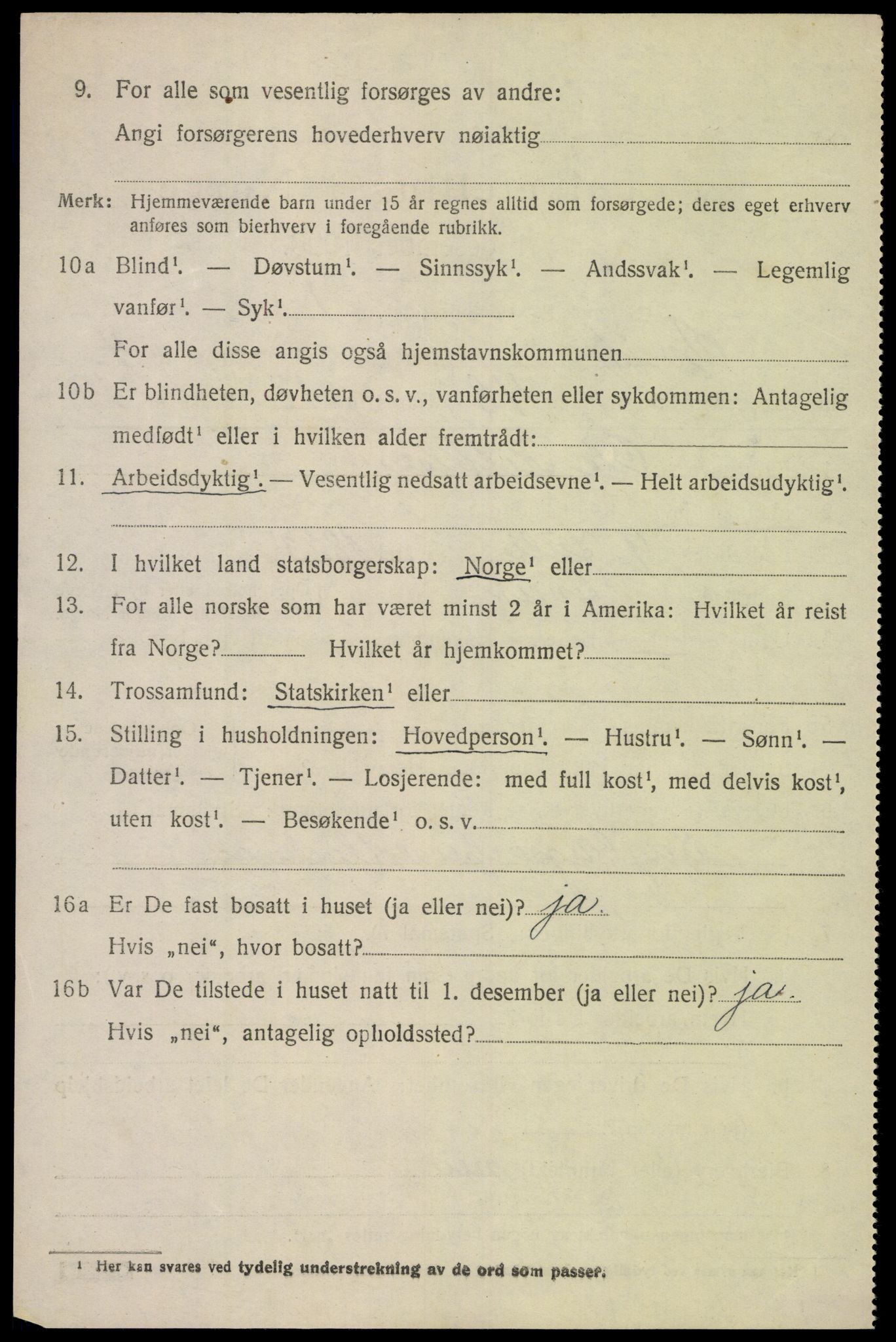 SAK, 1920 census for Tveit, 1920, p. 2421