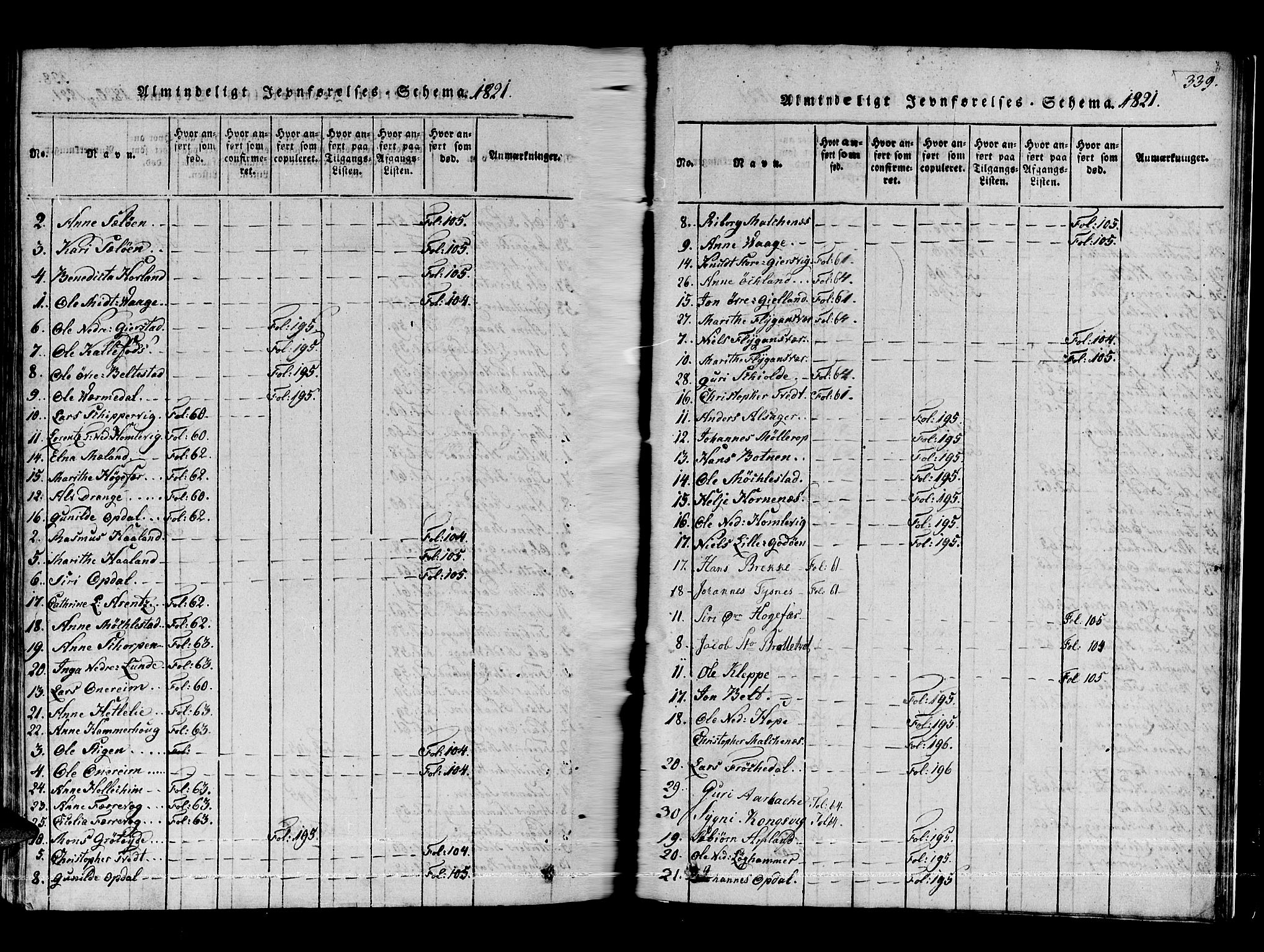 Tysnes sokneprestembete, AV/SAB-A-78601/H/Haa: Parish register (official) no. A 7, 1816-1826, p. 339