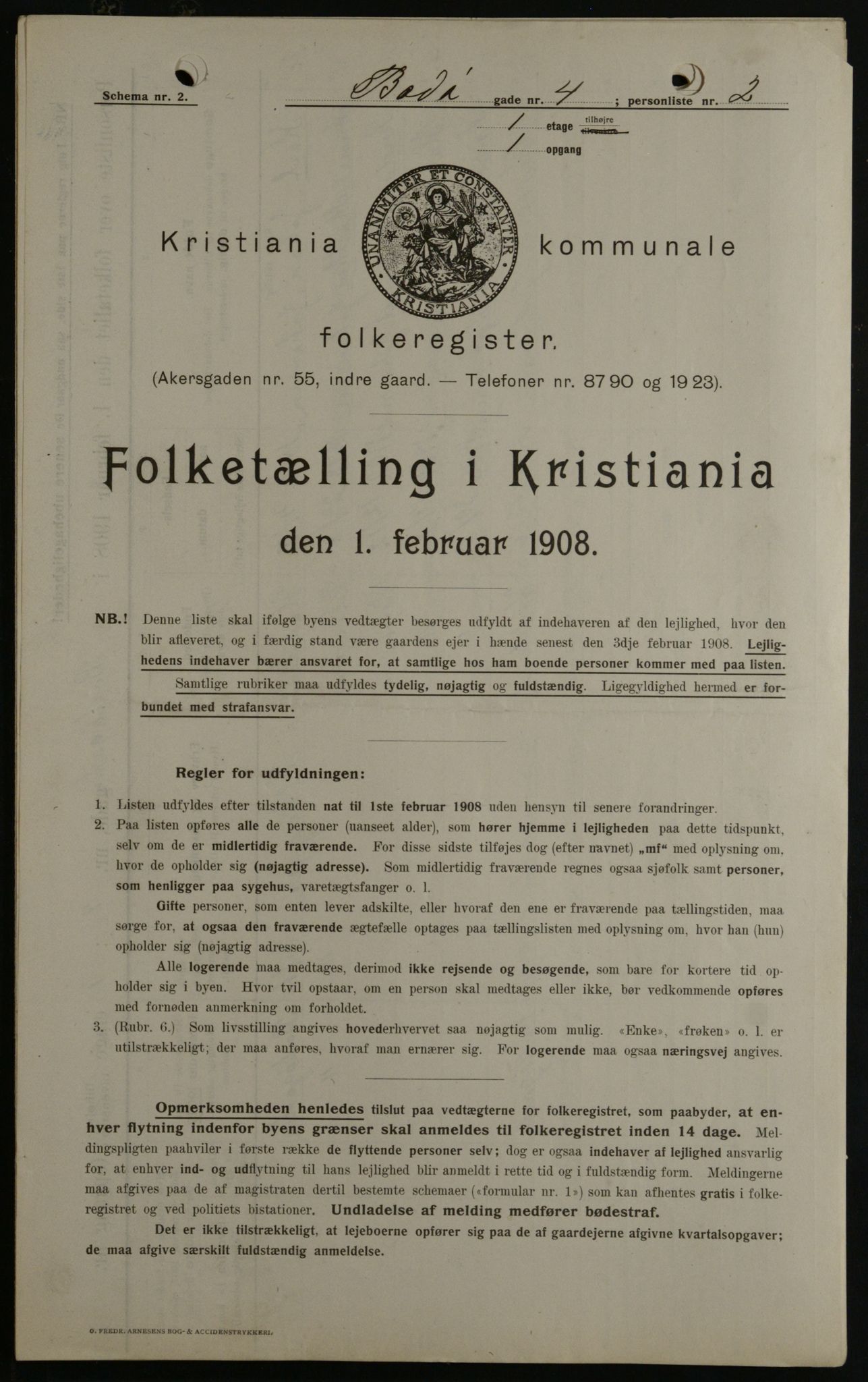 OBA, Municipal Census 1908 for Kristiania, 1908, p. 6544