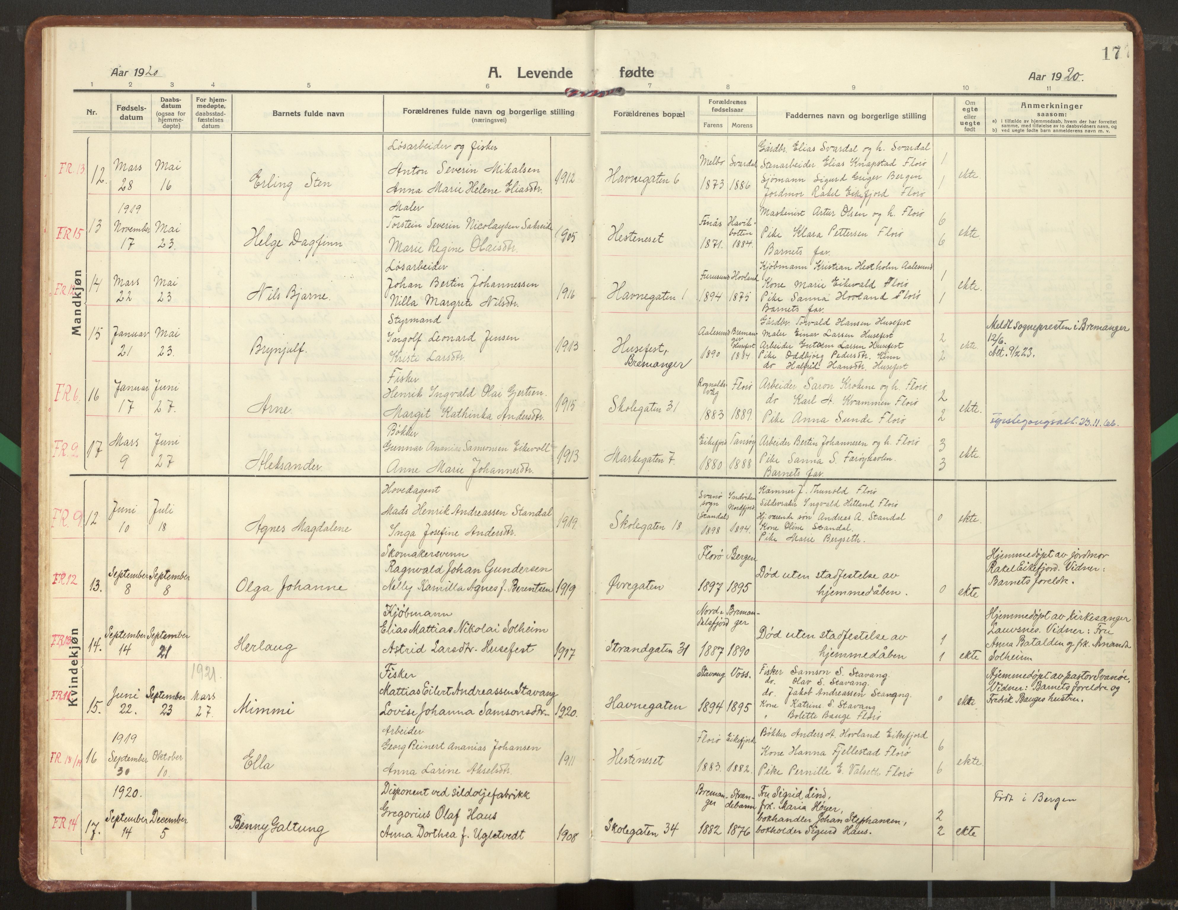 Kinn sokneprestembete, AV/SAB-A-80801/H/Haa/Haac/L0003: Parish register (official) no. C 3, 1917-1934, p. 17