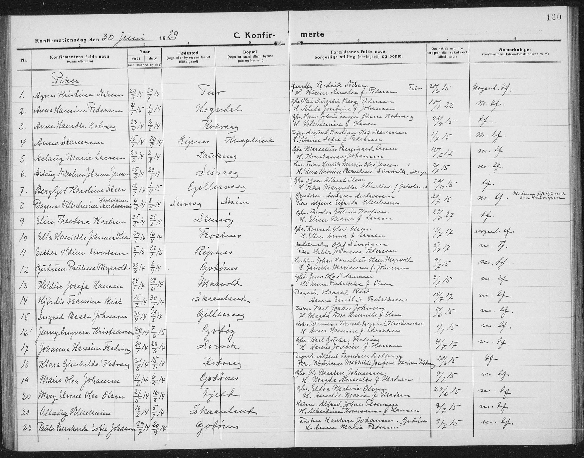 Ministerialprotokoller, klokkerbøker og fødselsregistre - Nordland, AV/SAT-A-1459/804/L0089: Parish register (copy) no. 804C02, 1918-1935, p. 120