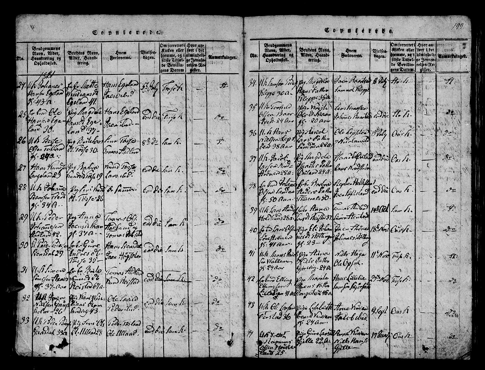 Os sokneprestembete, AV/SAB-A-99929: Parish register (official) no. A 12, 1816-1825, p. 199