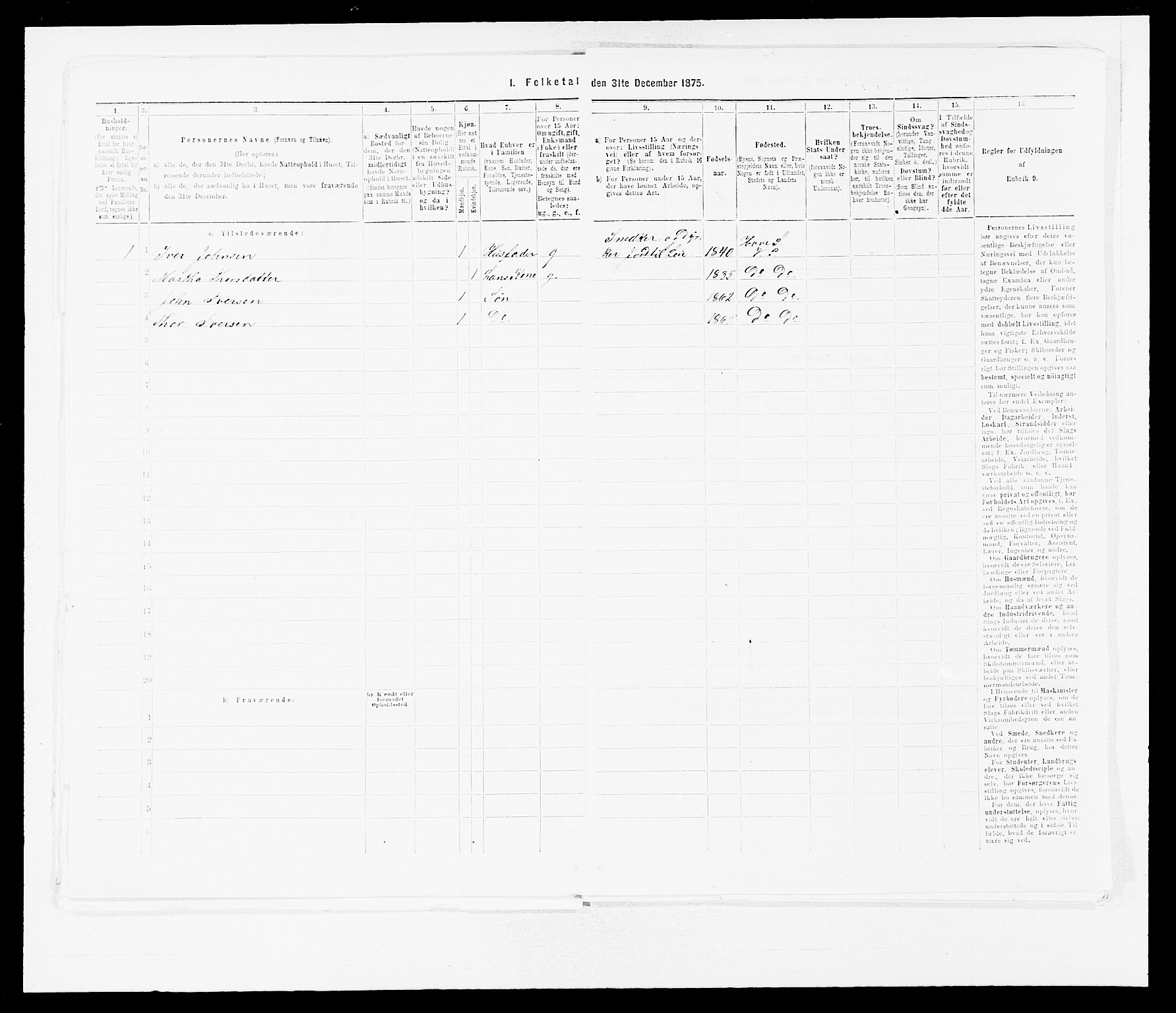 SAB, 1875 census for 1417P Vik, 1875, p. 822